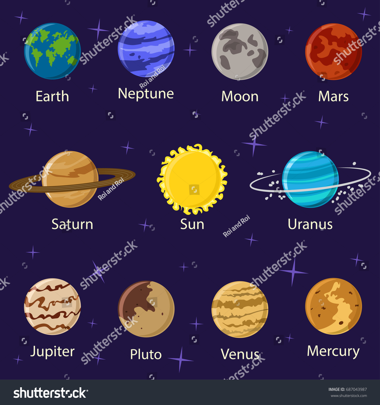 Planets Solar System Vector Cartoon Flat Stock Vector (Royalty Free ...