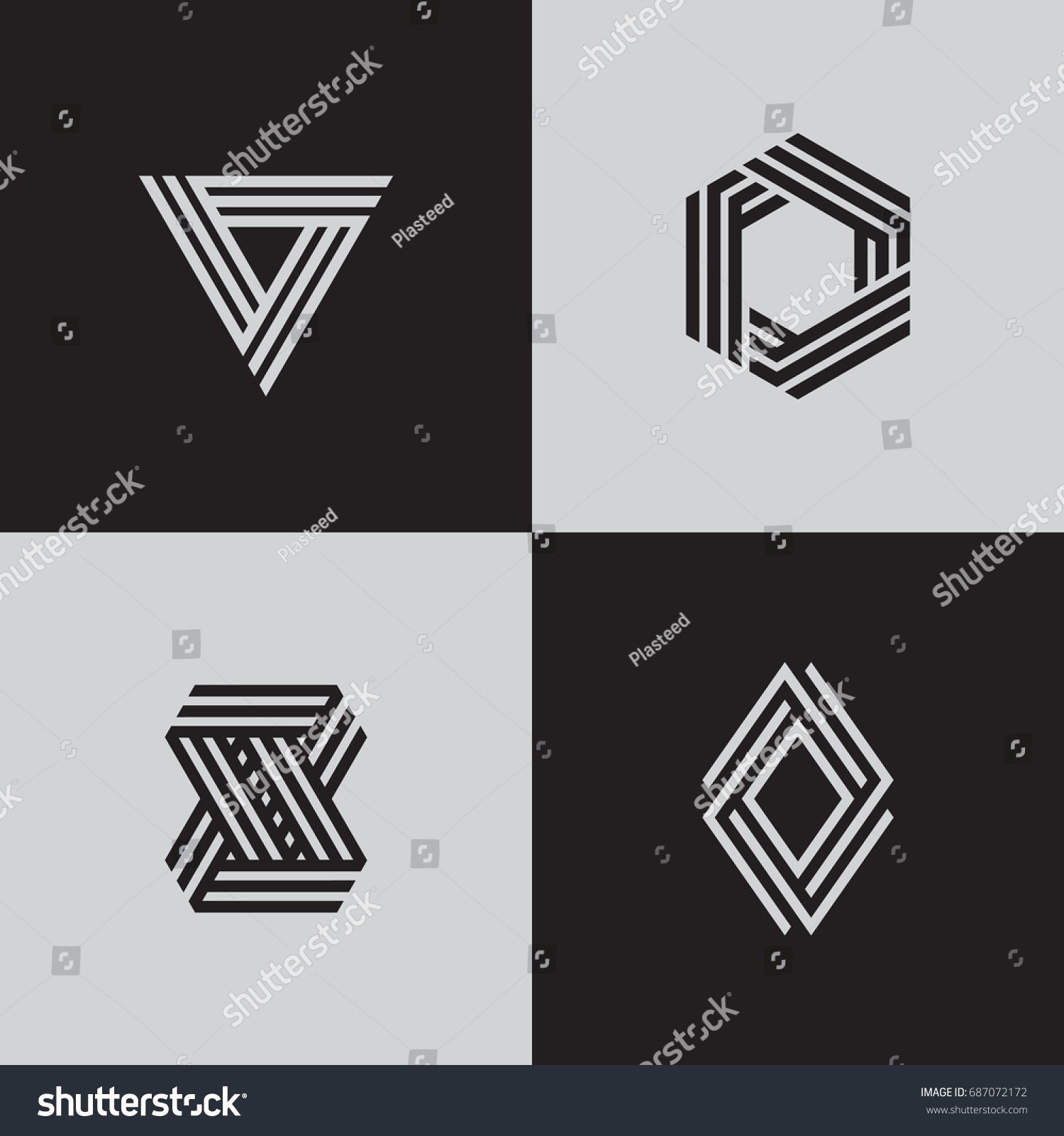 Minimal Geometric Logotypes Trendy Futuristic Symbols Stock Vector ...