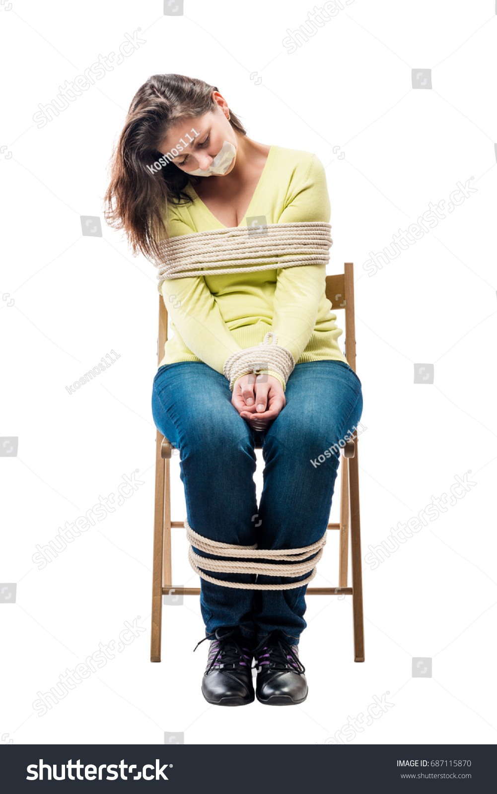 Tired Sleeping On Stool Hostage Bound Stock Photo 687115870 | Shutterstock