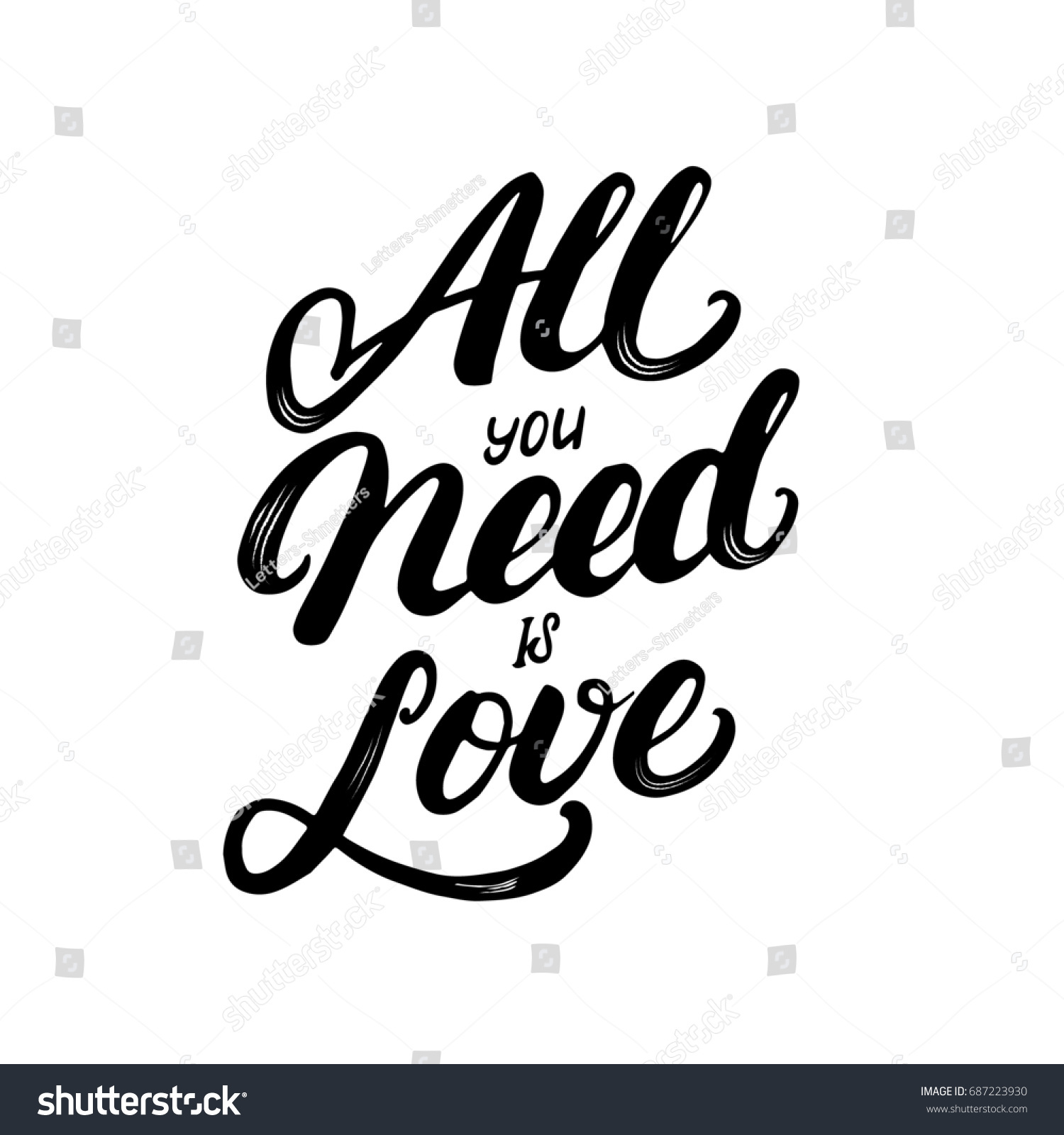 All You Need Love Hand Written Stock Illustration 687223930 | Shutterstock