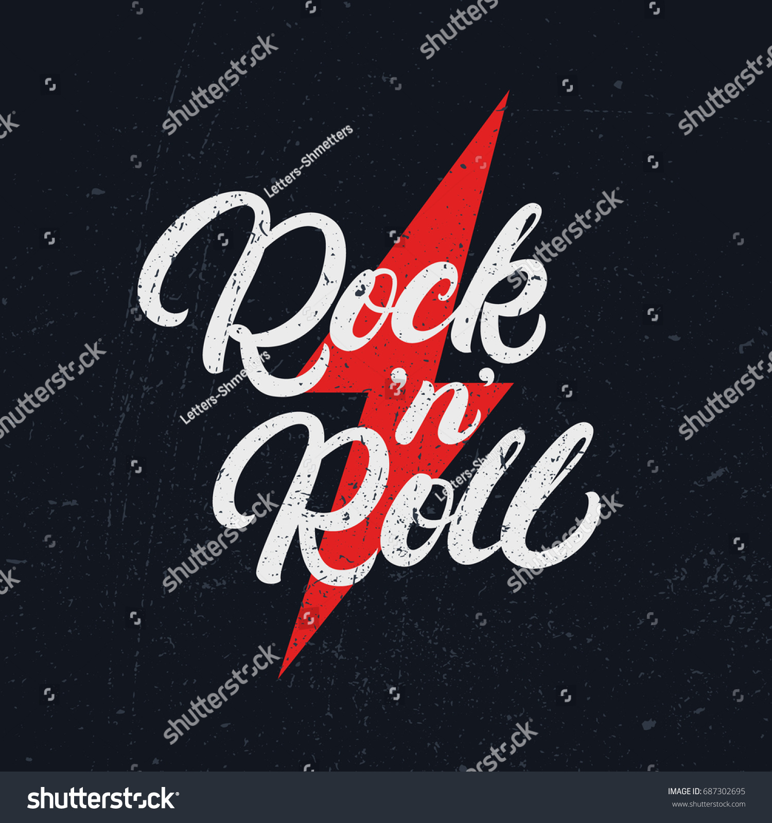 Rock Roll Hand Written Lettering Text Stock Illustration 687302695 ...