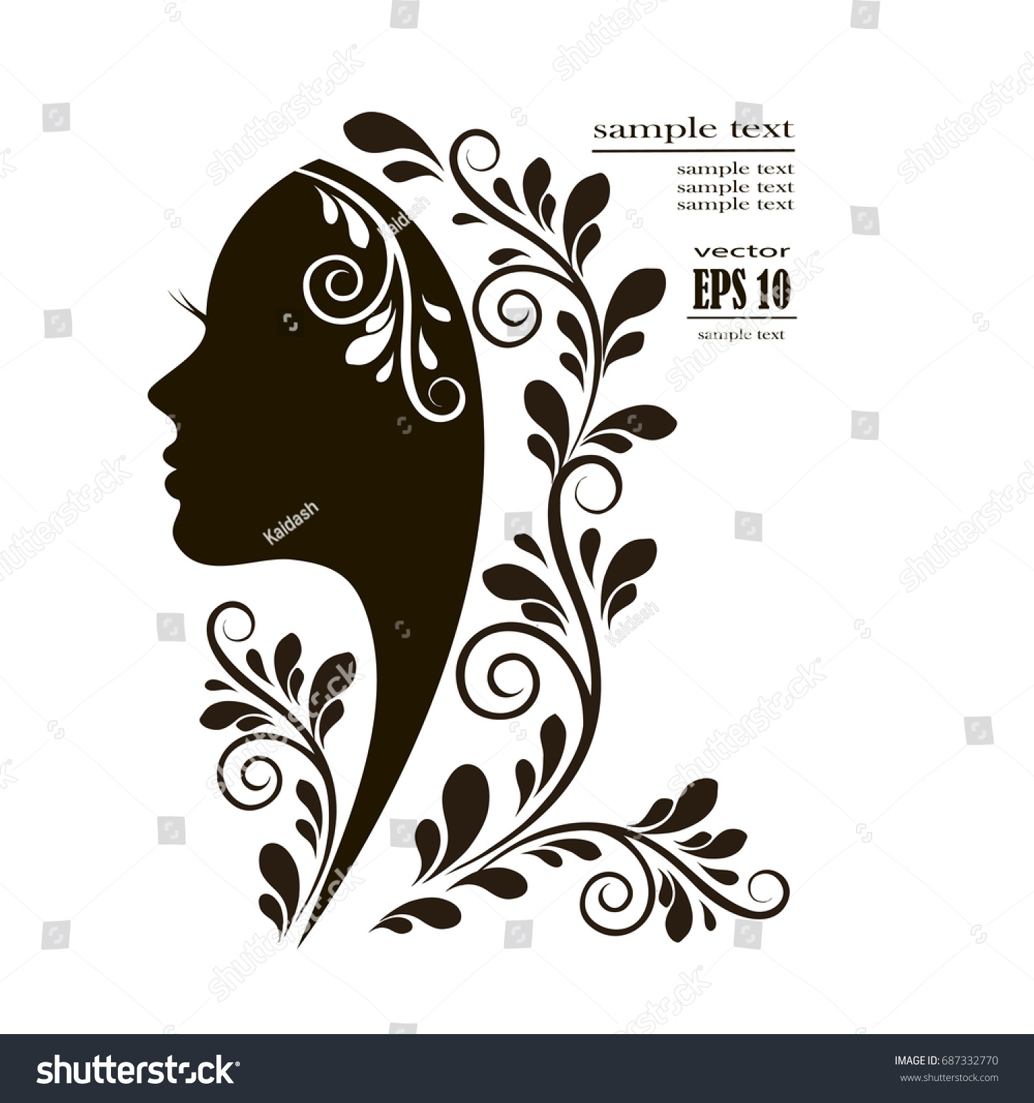 Beautiful Female Face Silhouette Profile Stock Vector (Royalty Free ...