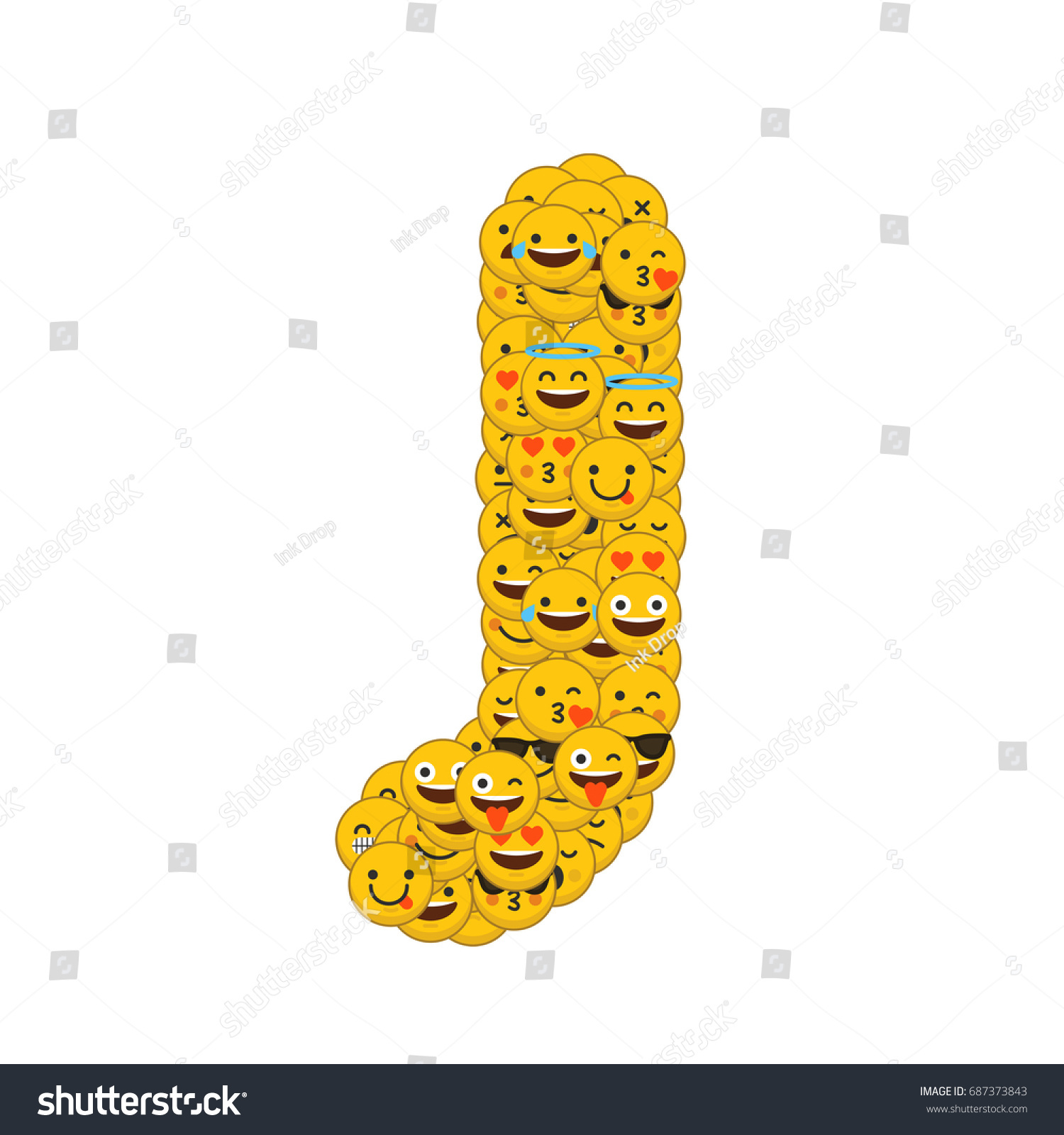 Emoji Smiley Characters Capital Letter J Stock Illustration 687373843 ...