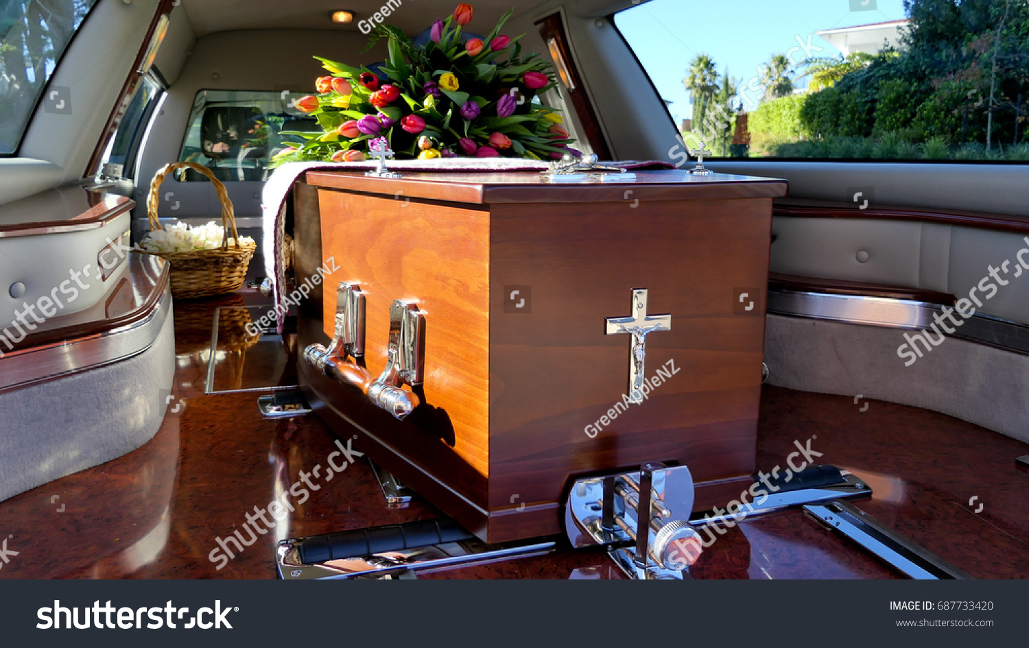 Funeral Casket Coffin Burial Farewell Death Stock Photo 687733420