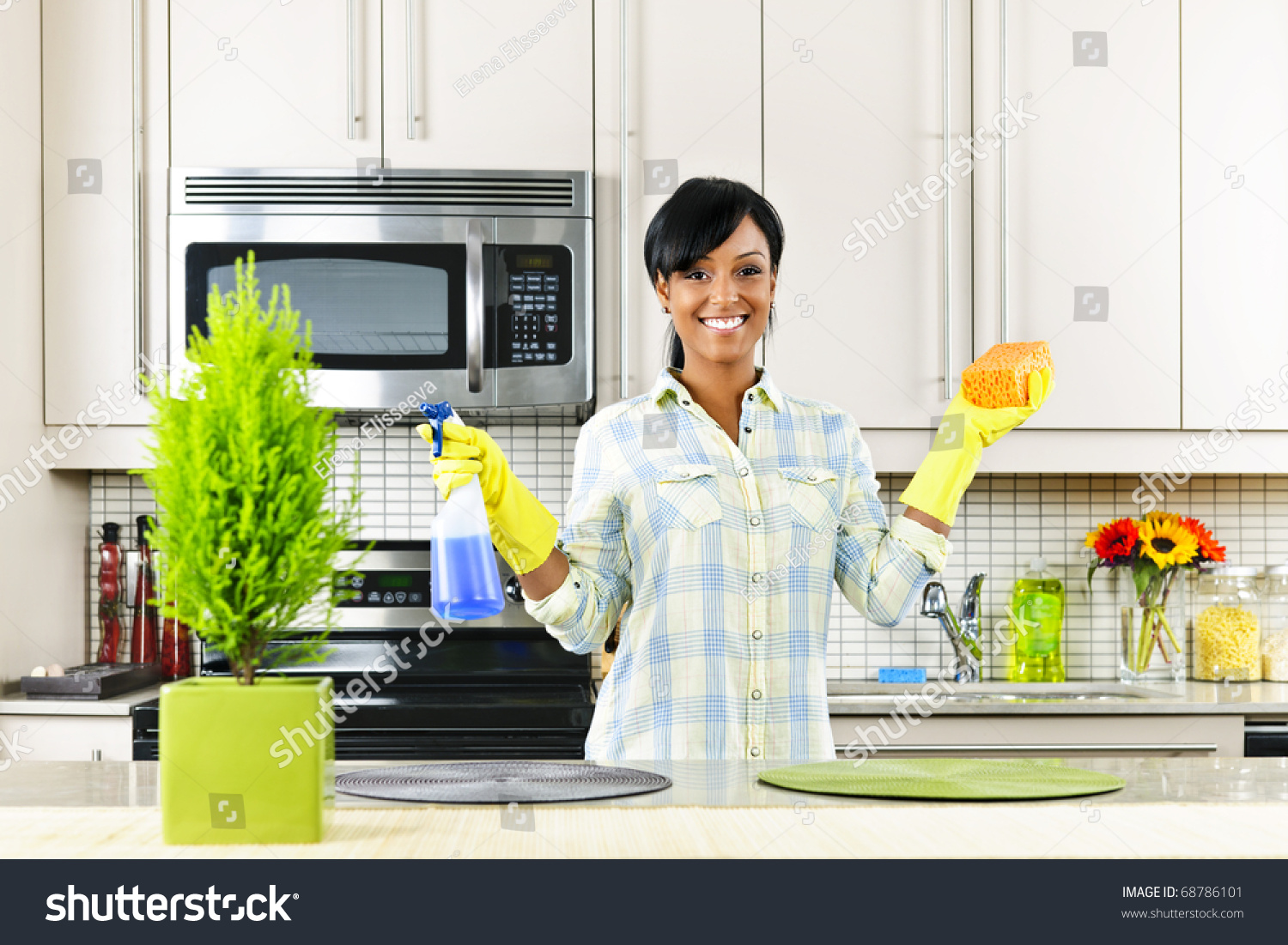 Smiling Young Black Woman Sponge Rubber Stock Photo 68786101 | Shutterstock