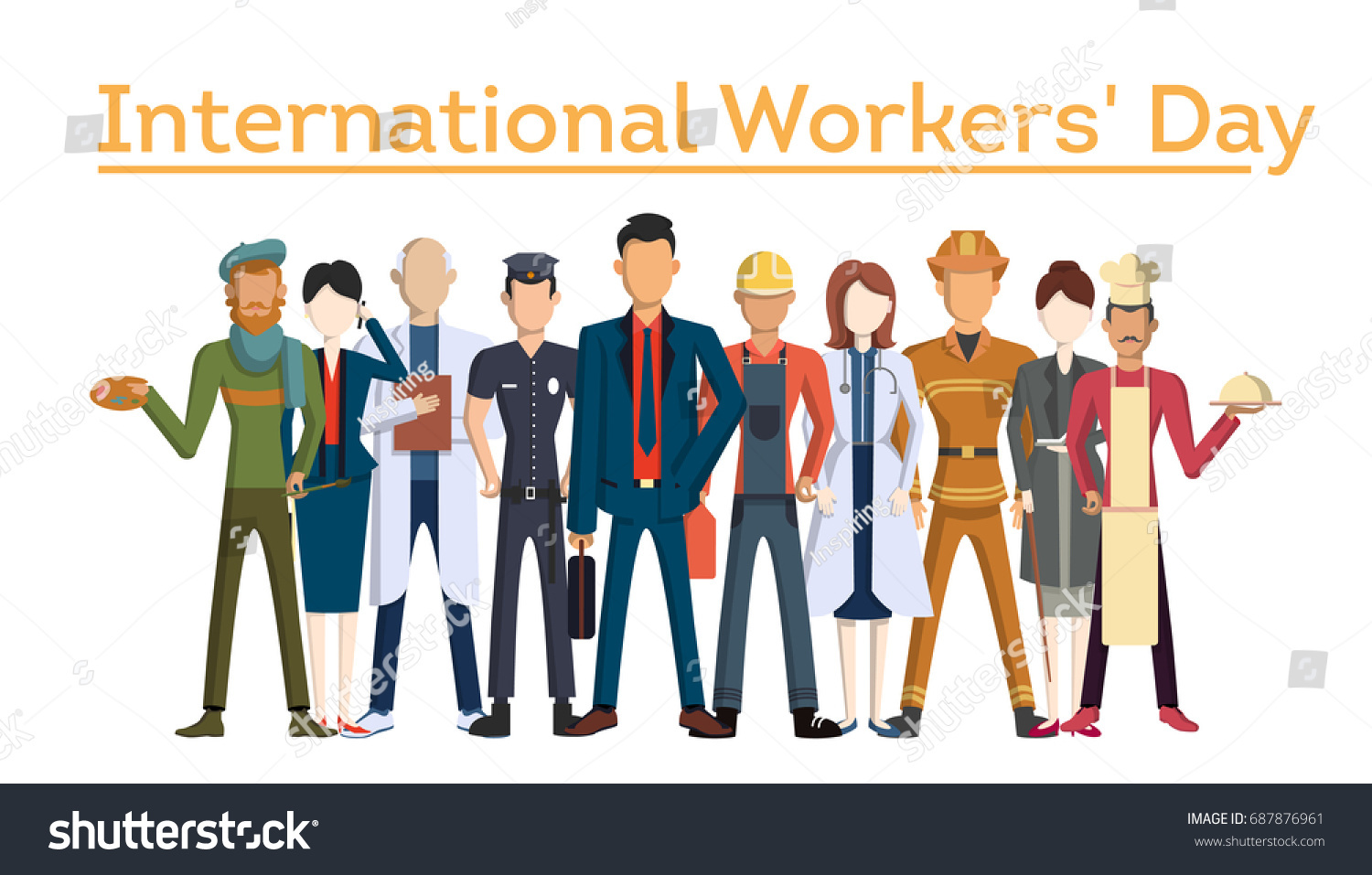 International workers' Day. Different jobs. Working Day. Different jobs background.