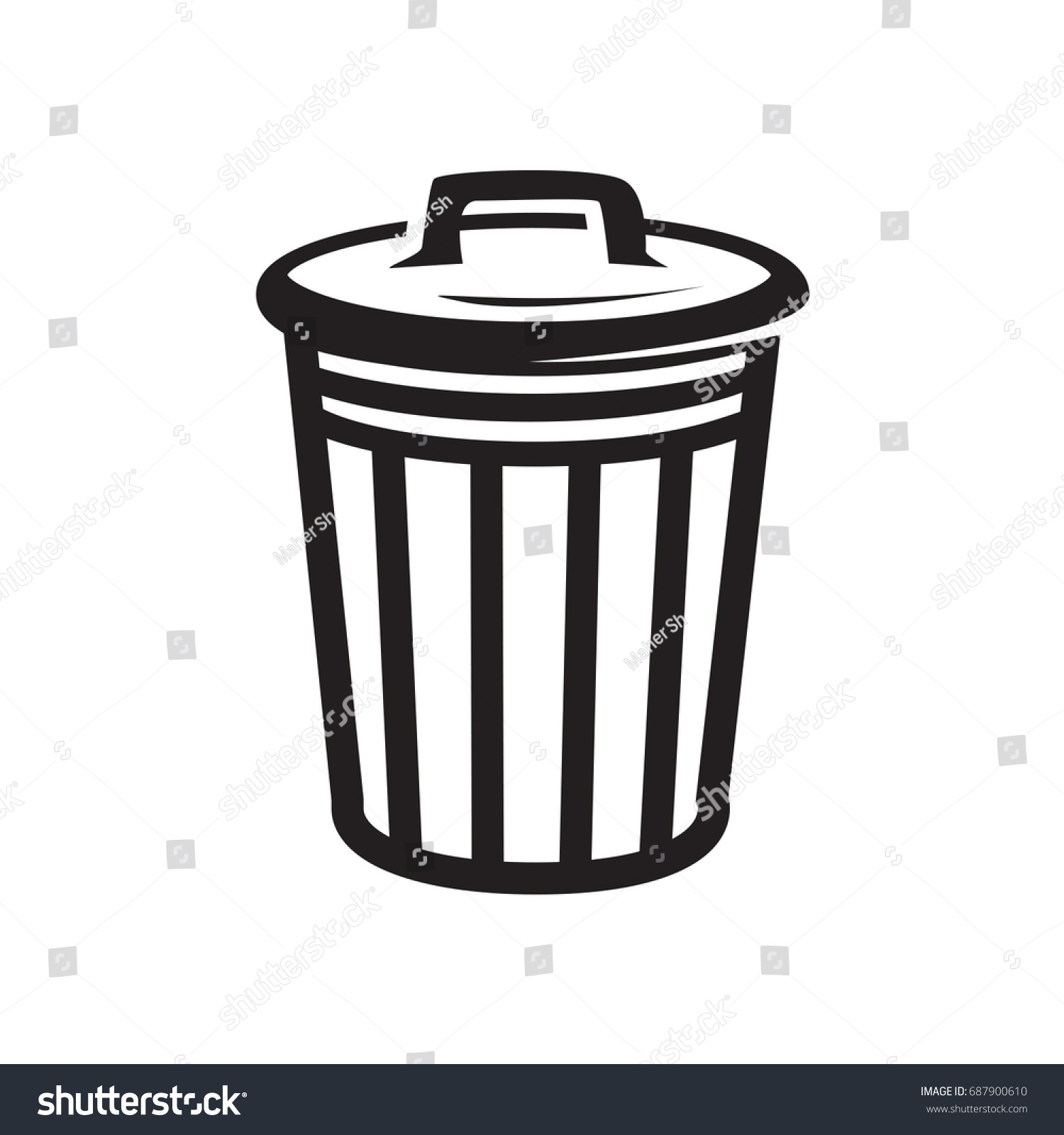 Outlines Trash Can Illustrationicon Design Isolated Stock Vector ...