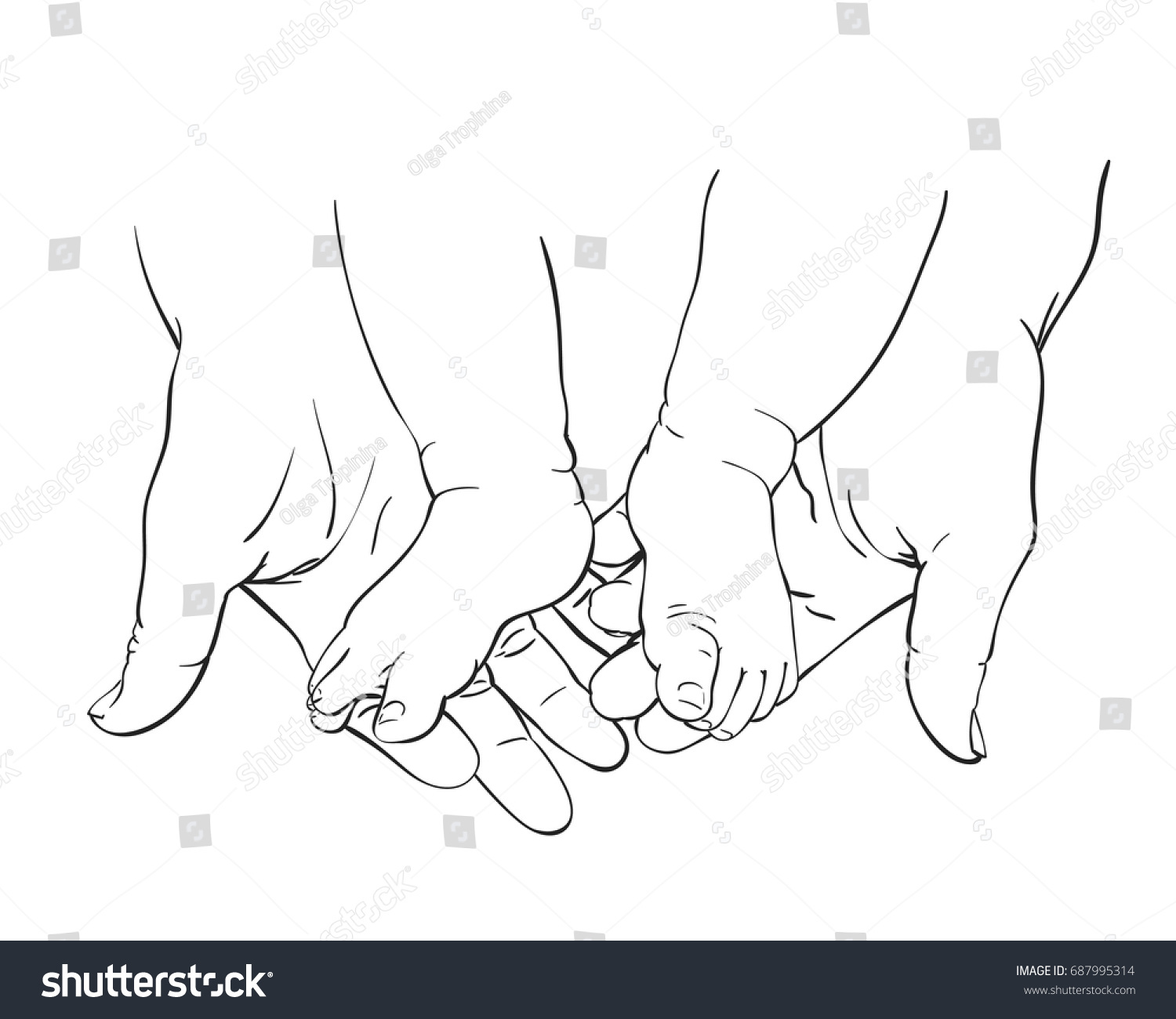 Line Art Sketch Baby Feet Mother Stock Vector (Royalty Free) 687995314 ...