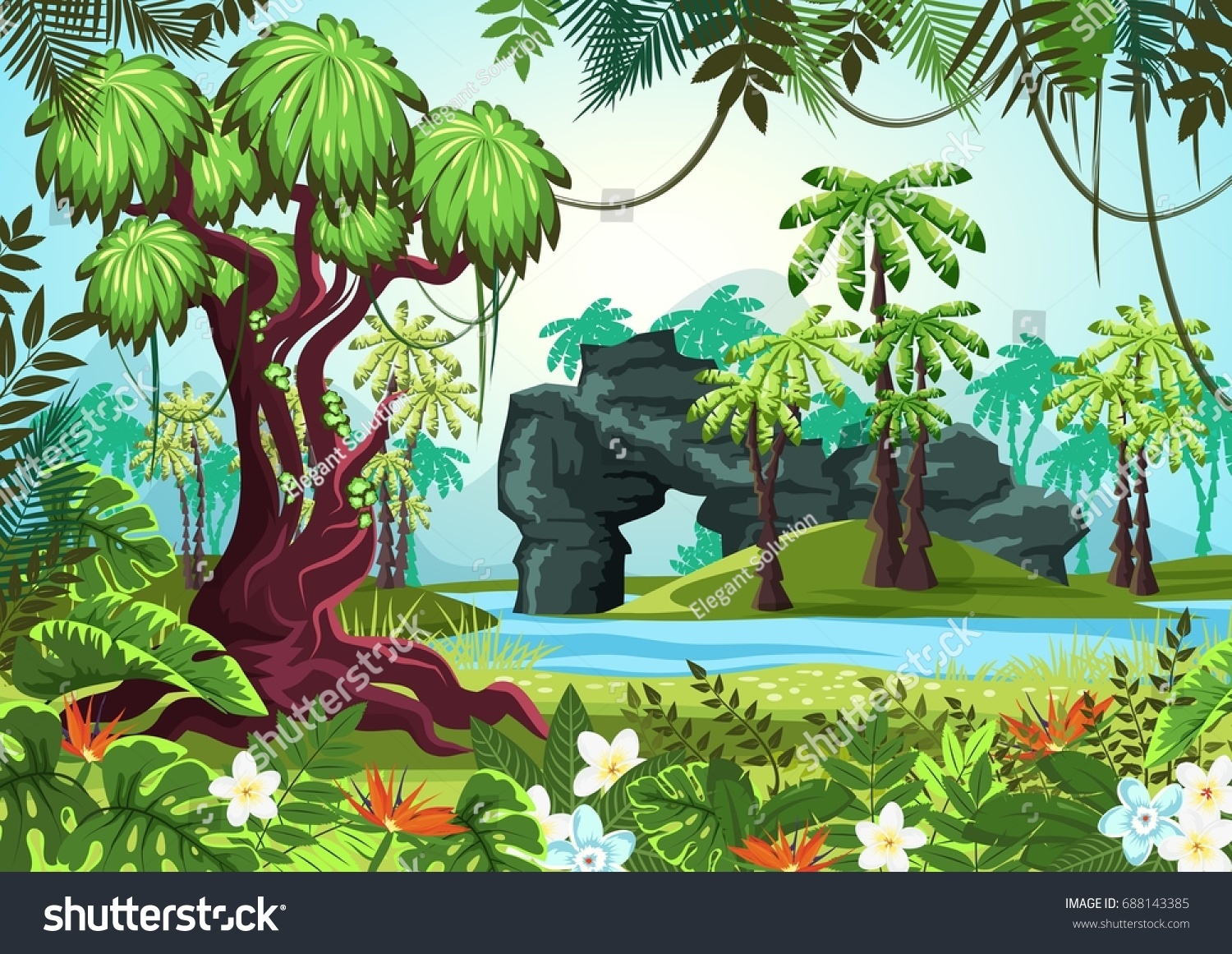 Пальмы джунгли рисунок
