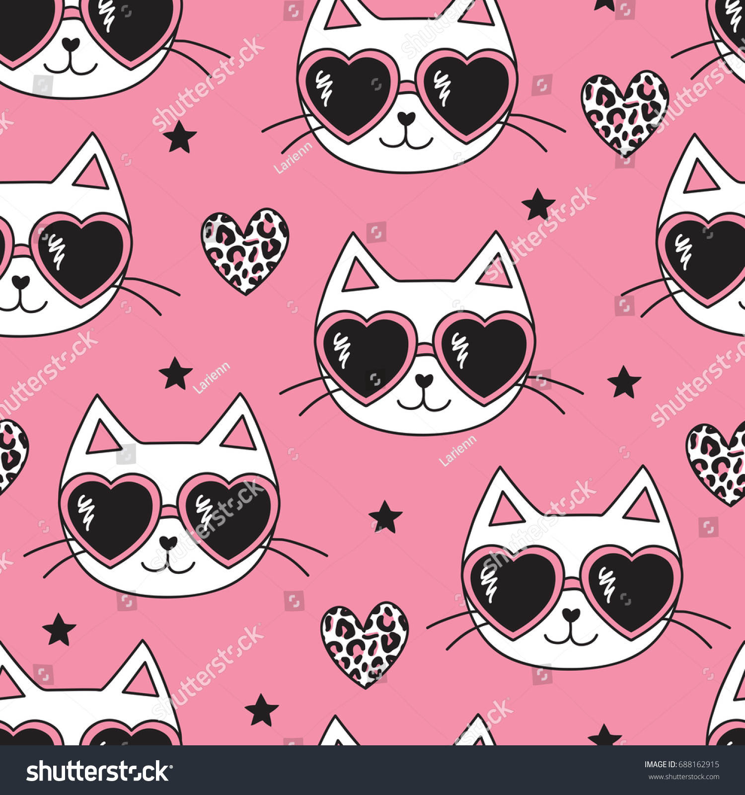 Seamless Pink Cat Leopard Print Pattern Stock Vector (Royalty Free