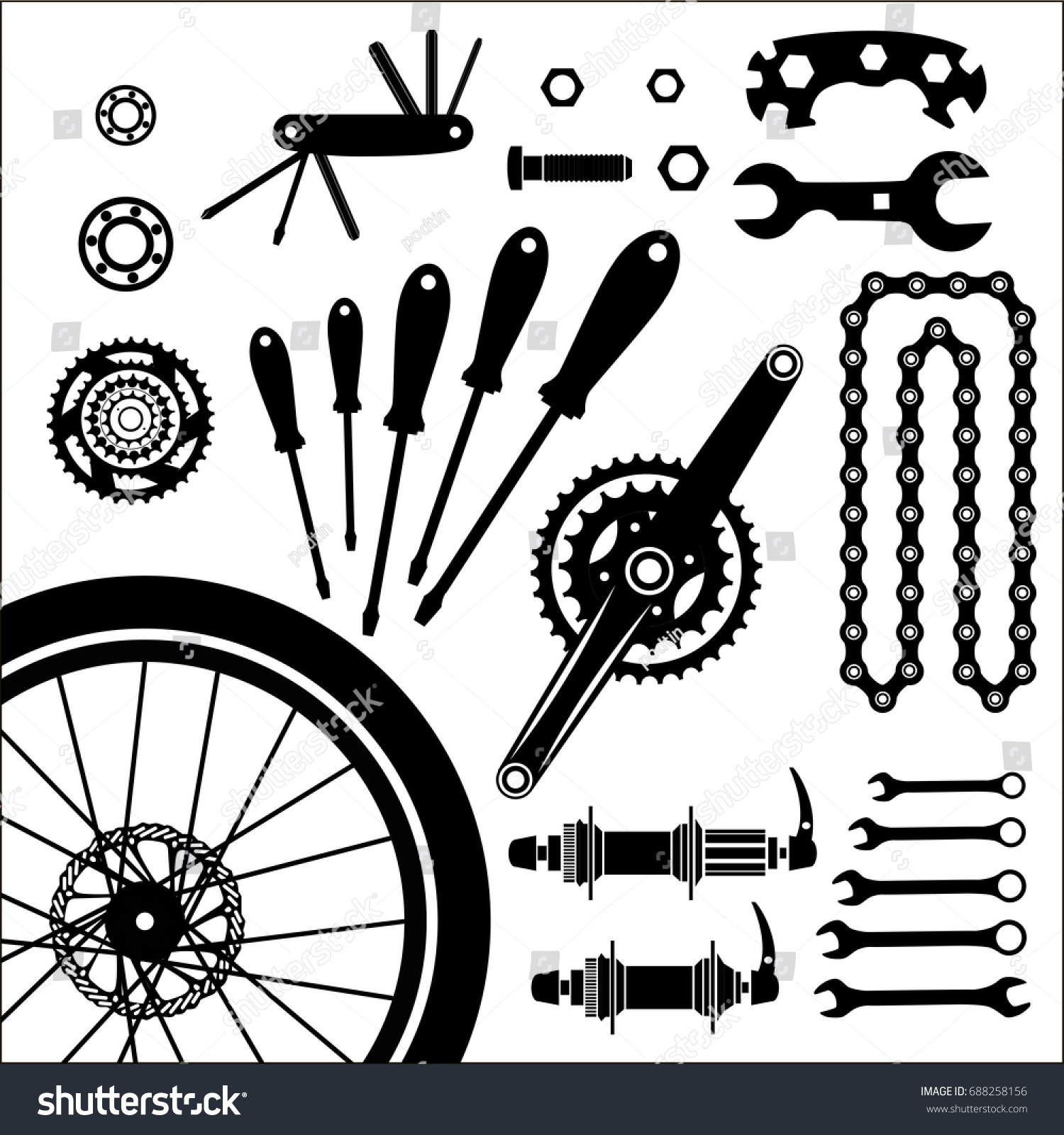 Bicycles Set Bicycle Parts Vector Stock Vector (Royalty Free) 688258156 ...