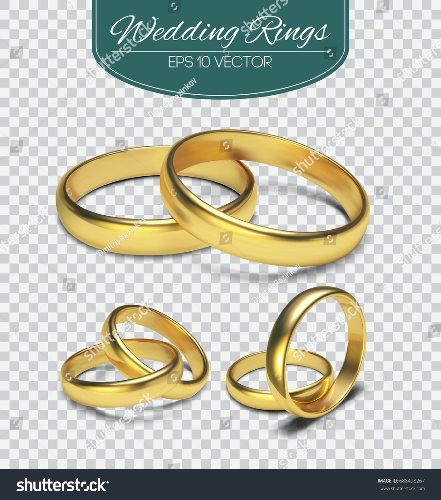 Gold Vector Wedding Rings Isolated On Stock Vector (Royalty Free ...