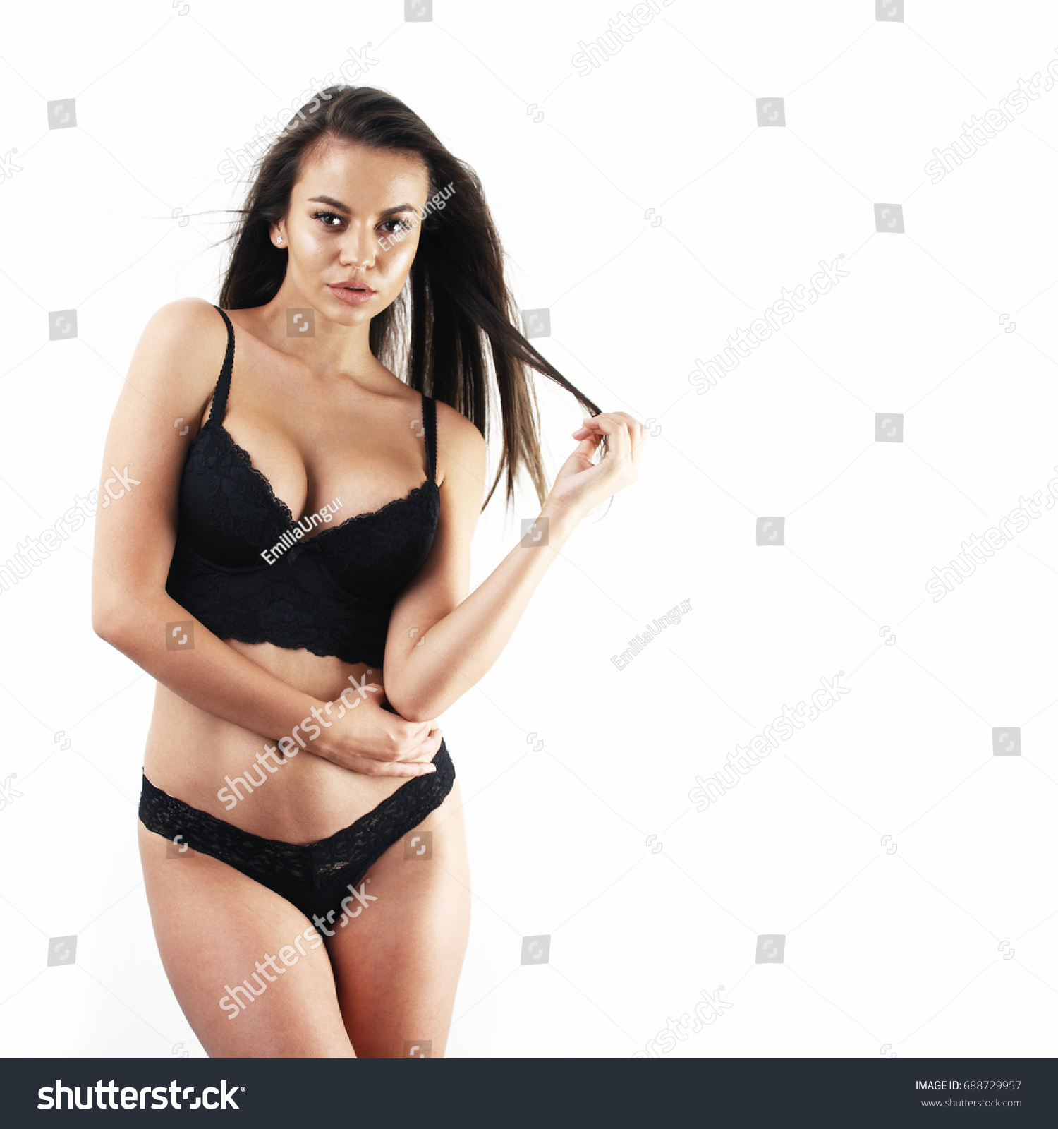 Sexy Woman Wearing Black Underwear