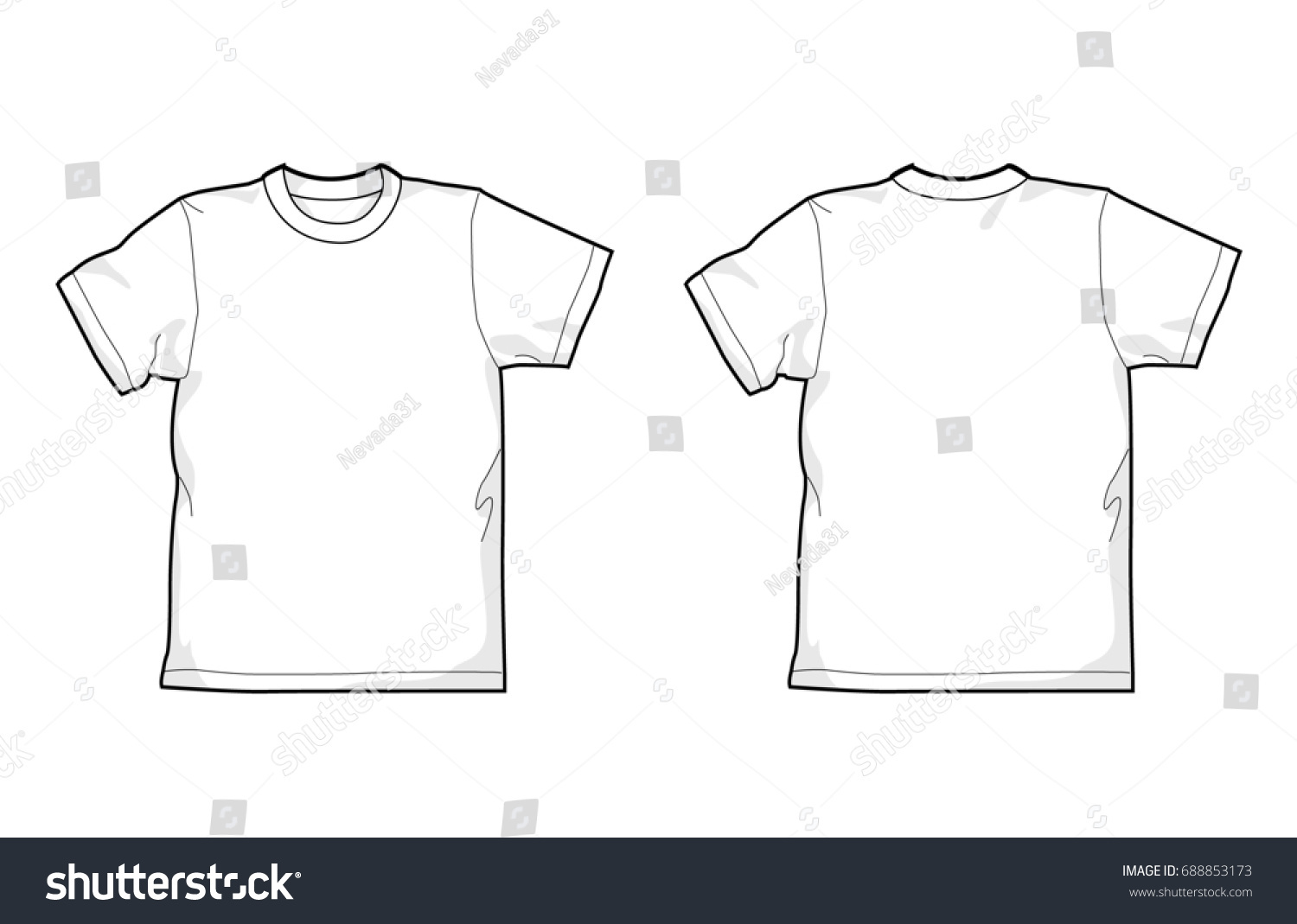 White Tshirt Back Front Roundneck Stock Illustration 688853173 ...