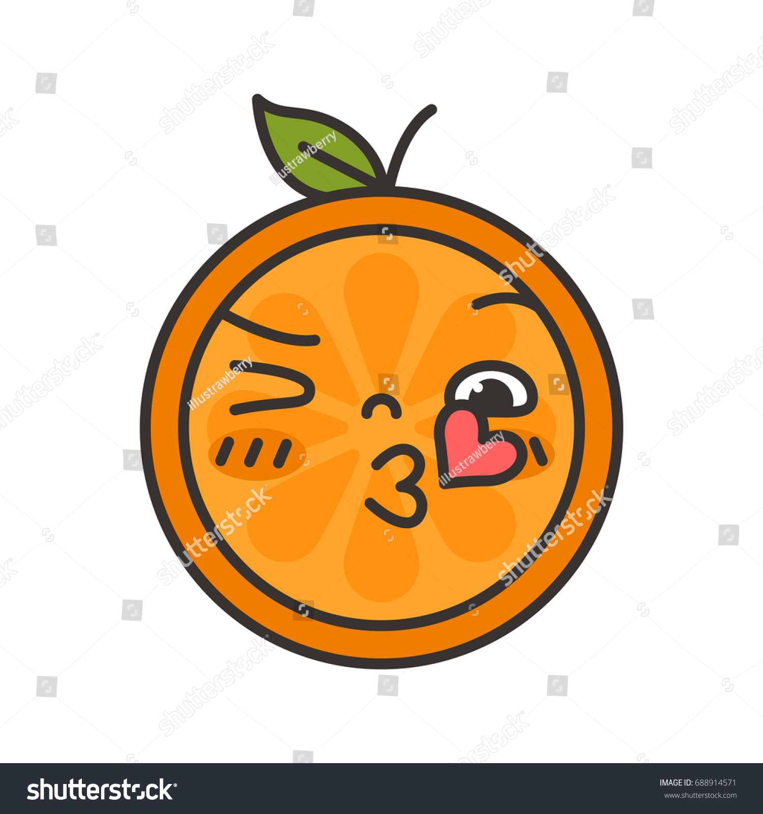 Kiss Emoji Kissing Orange Fruit Emoji Stock Vector (Royalty Free ...