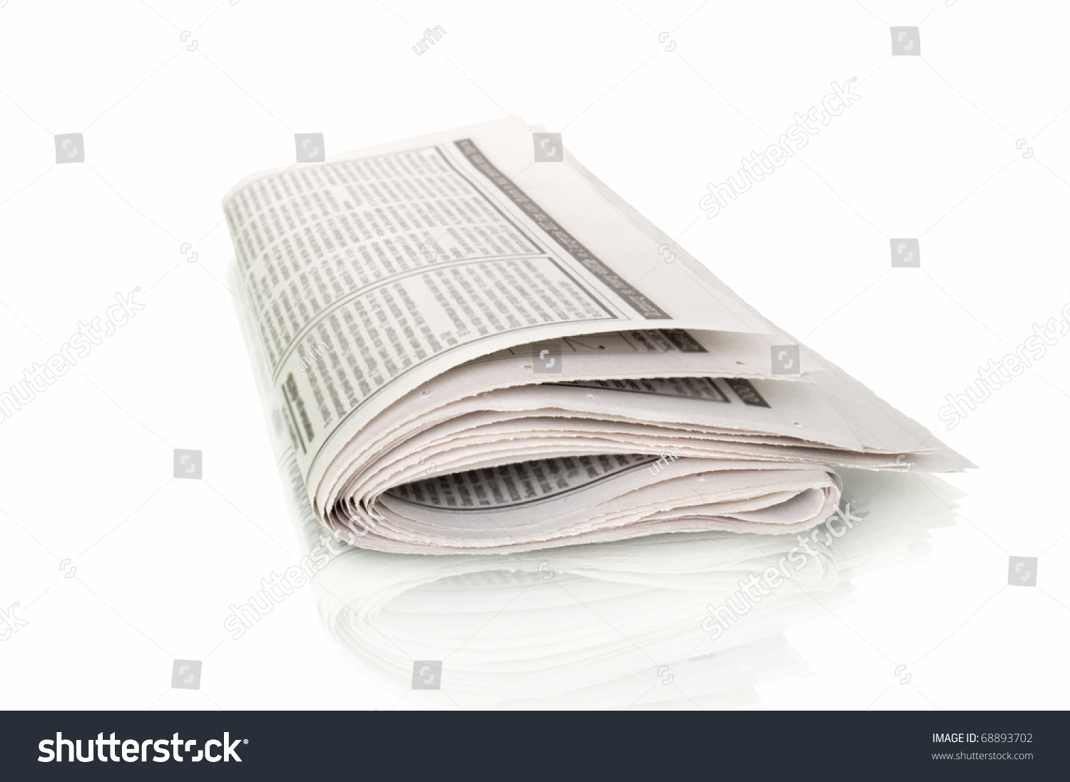 Newspaper Isolated On White Reflection Stock Photo 68893702 | Shutterstock