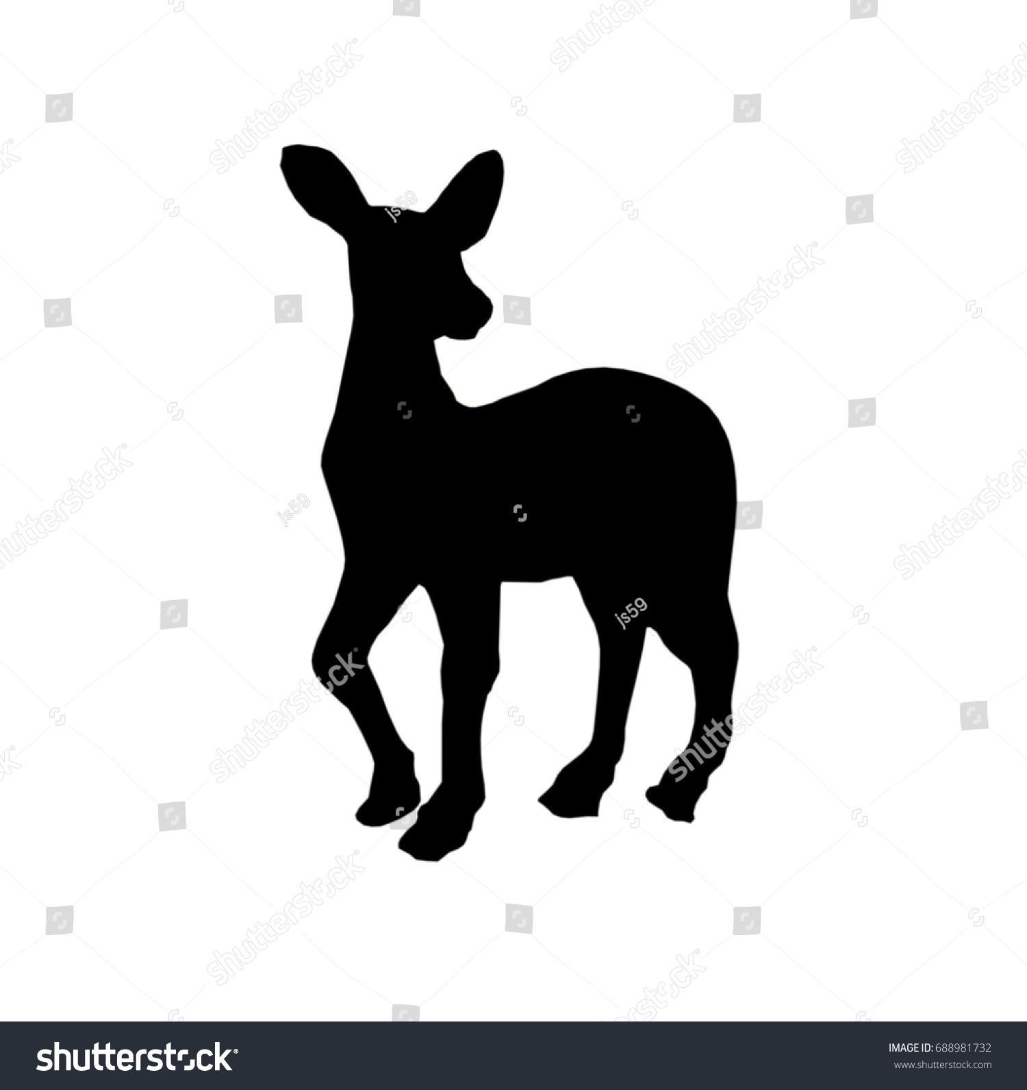 Deer Silhouette On White Background Stock Illustration 688981732 ...