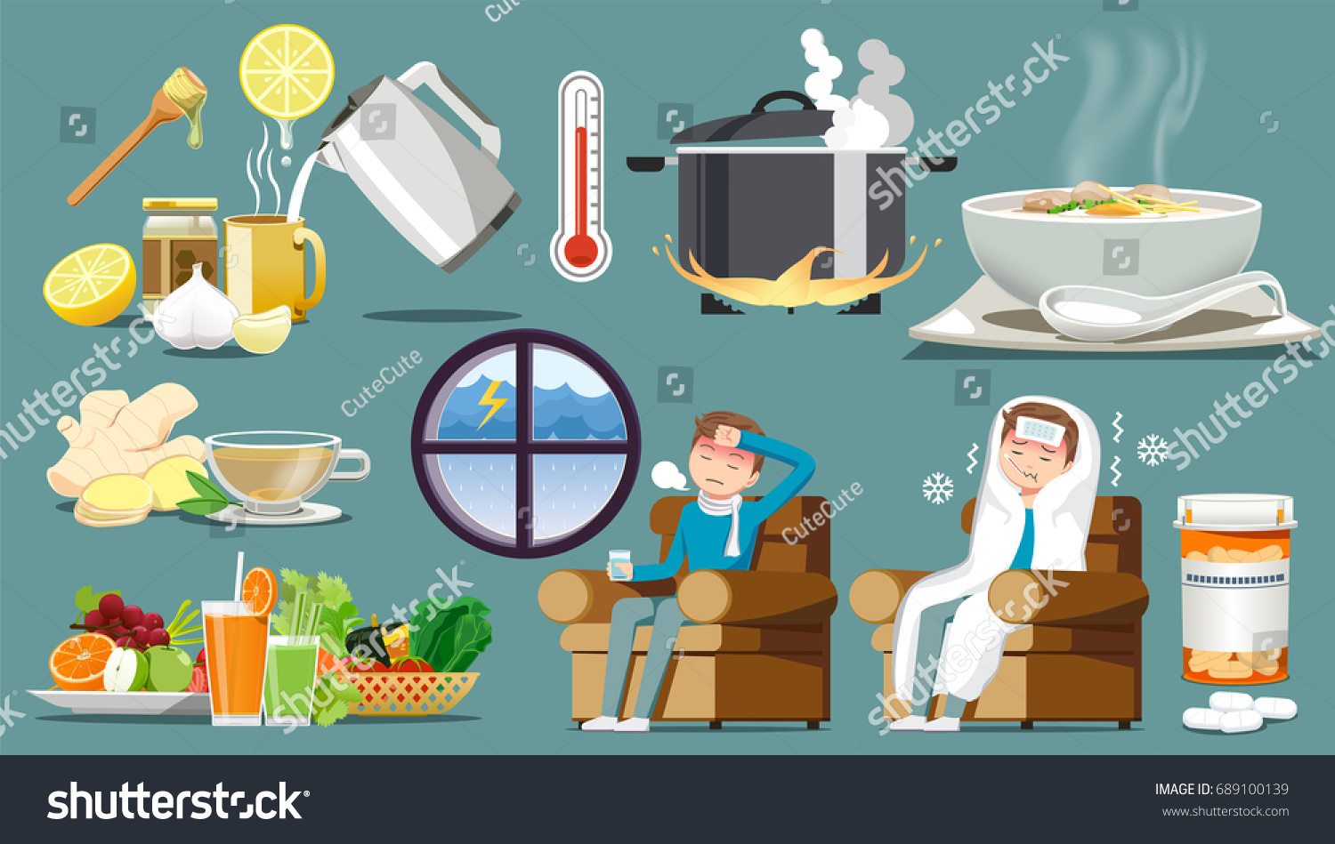 Treatment Common Cold Take Care Together Stock Vector (Royalty Free ...