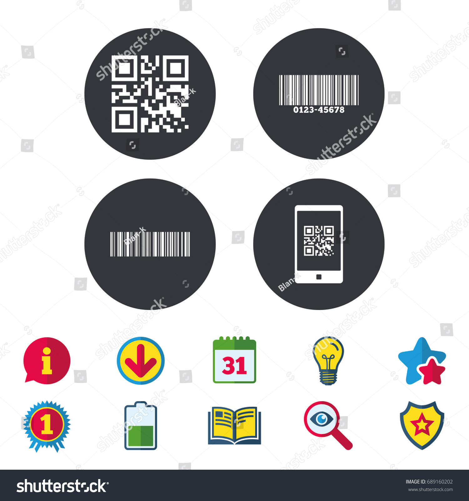 Bar Qr Code Icons Scan Barcode Stock Vector Royalty Free 689160202 Shutterstock 