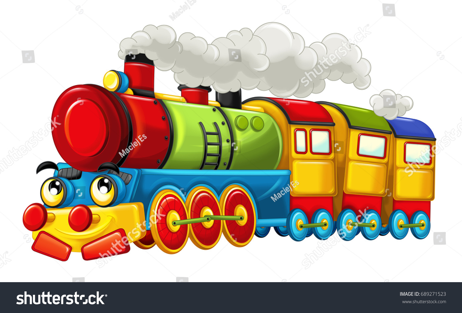 Cartoon Funny Looking Steam Train Isolated Stock Illustration 689271523 ...