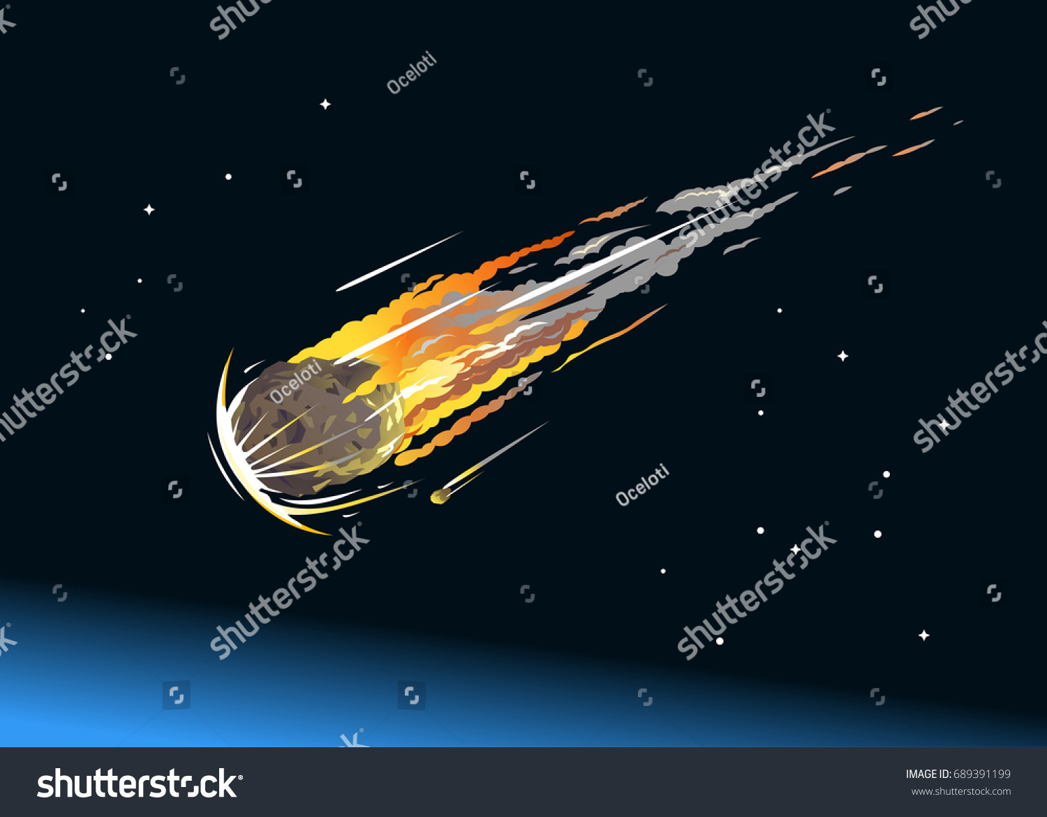 Falling Asteroid Into Atmosphere Stock Vector (Royalty Free) 689391199 ...