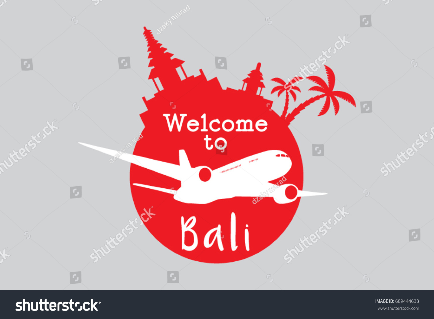 Vector Illustration Bali Landmarks Wording Welcome Stock Vector ...