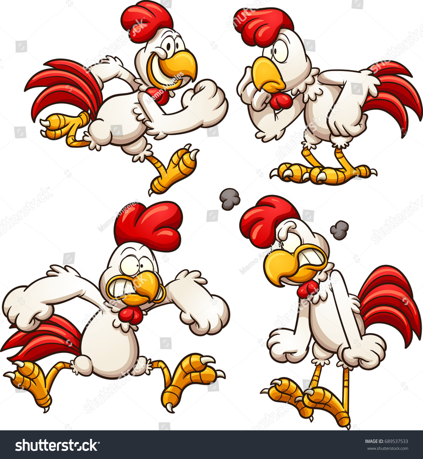 Cartoon Chicken Different Poses Vector Clip Stock Vector (Royalty Free ...