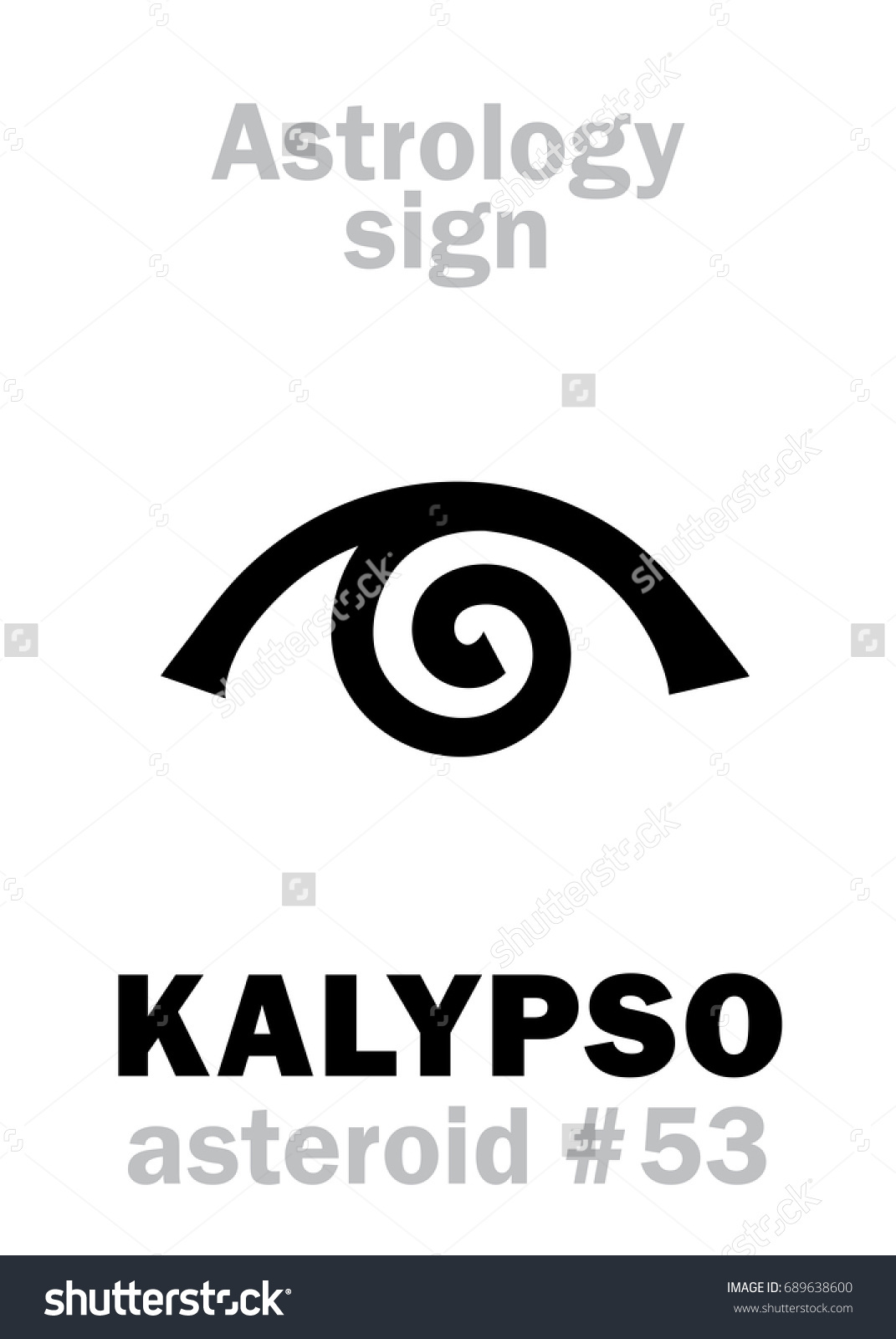 Astrology Alphabet Kalypso Calypso Asteroid 53 Stock Vector (Royalty