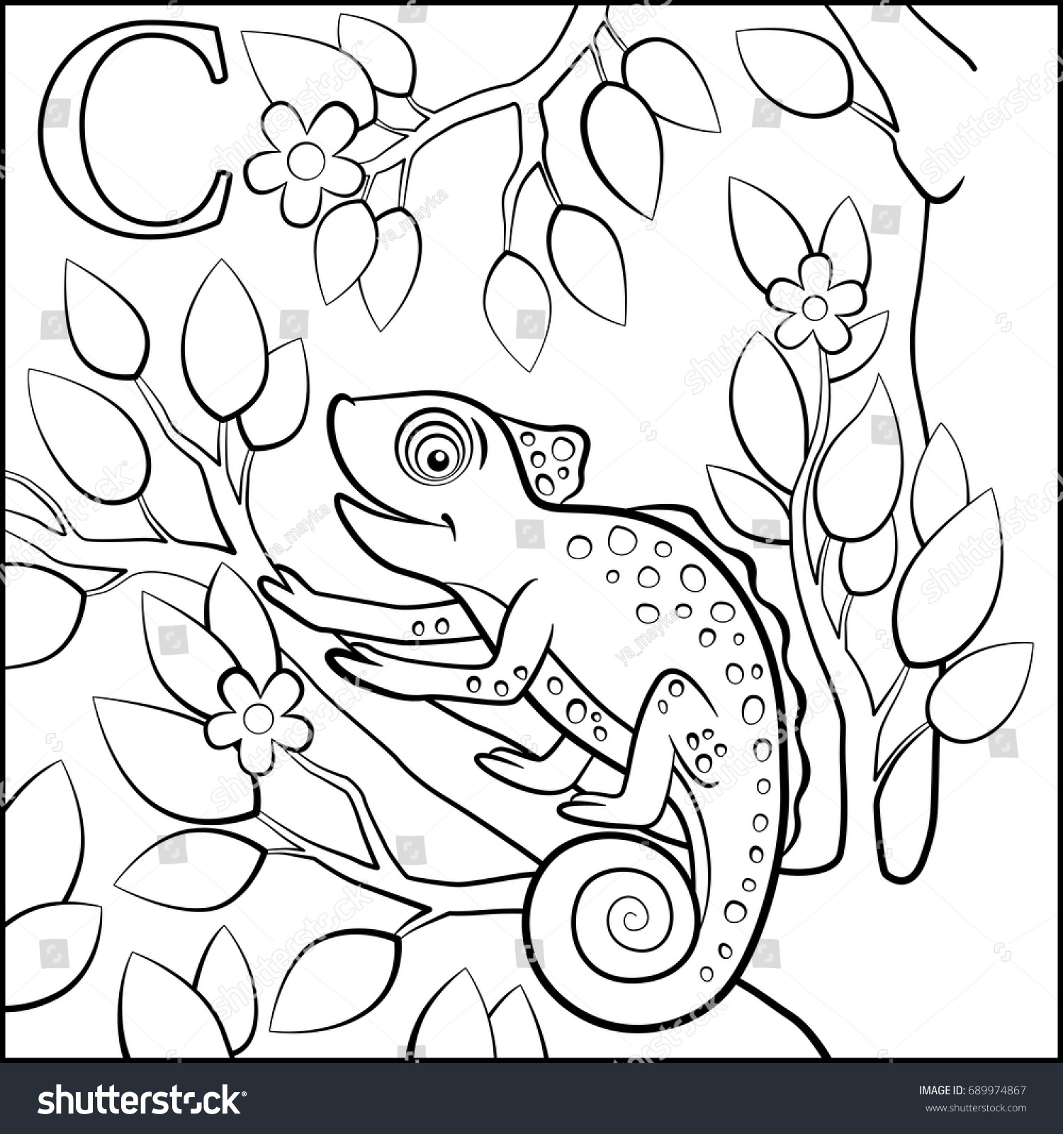 Coloring Page Cartoon Animals Alphabet C Stock Vector (Royalty Free ...