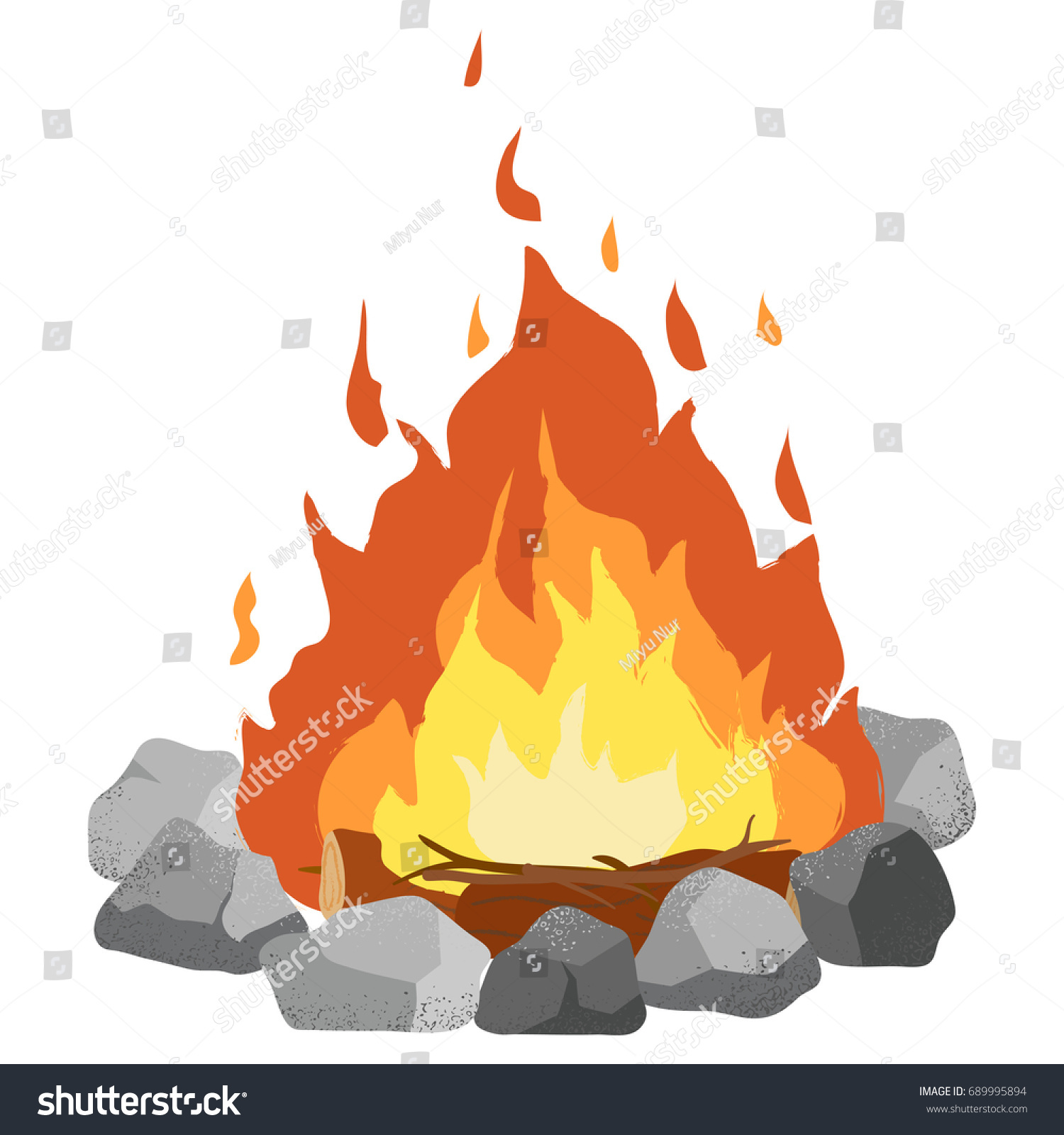 Campfire Clip Art Illustration On White Stock Vector (Royalty Free ...