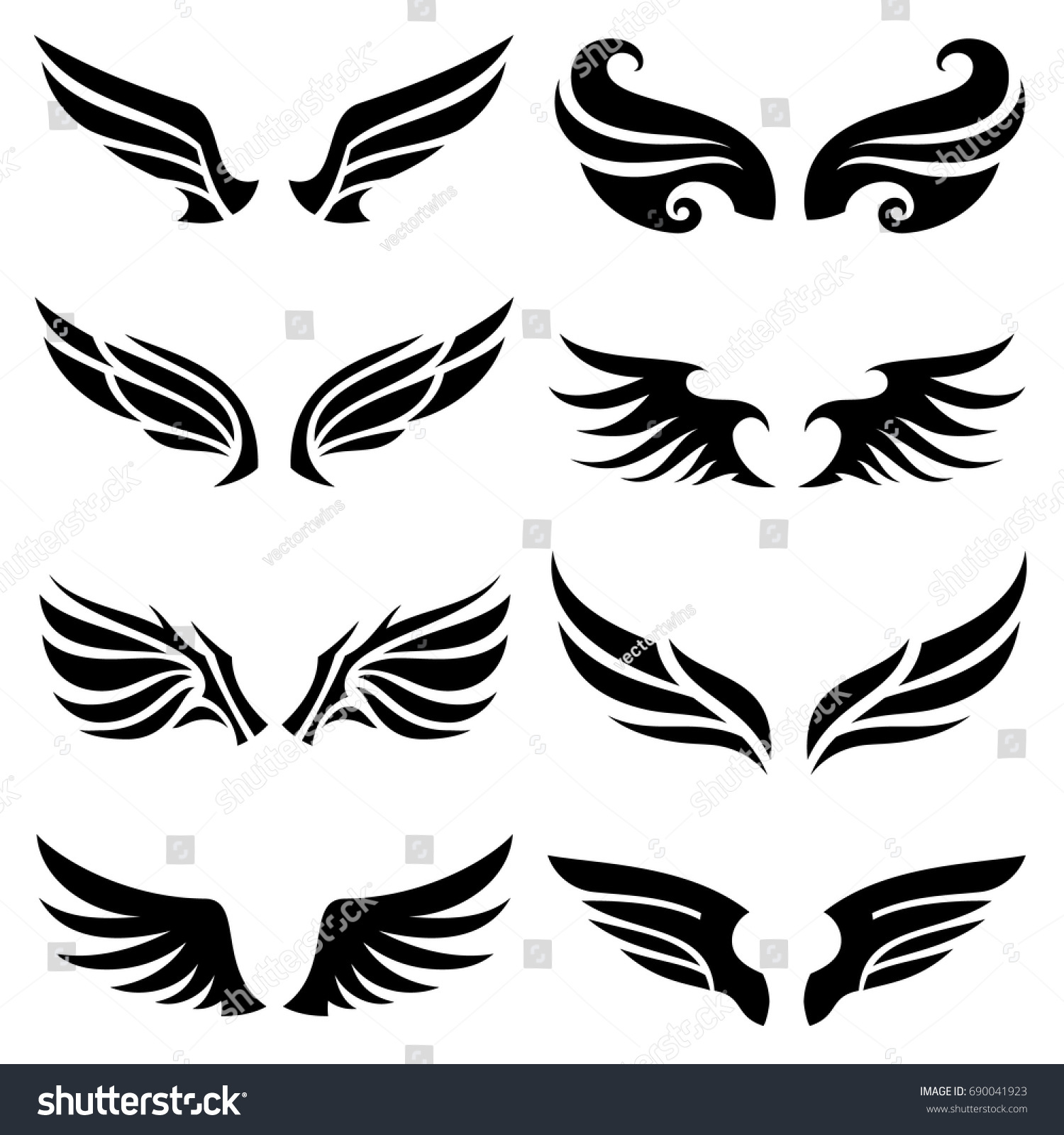 Wings Icons Set Stock Vector (Royalty Free) 690041923 | Shutterstock