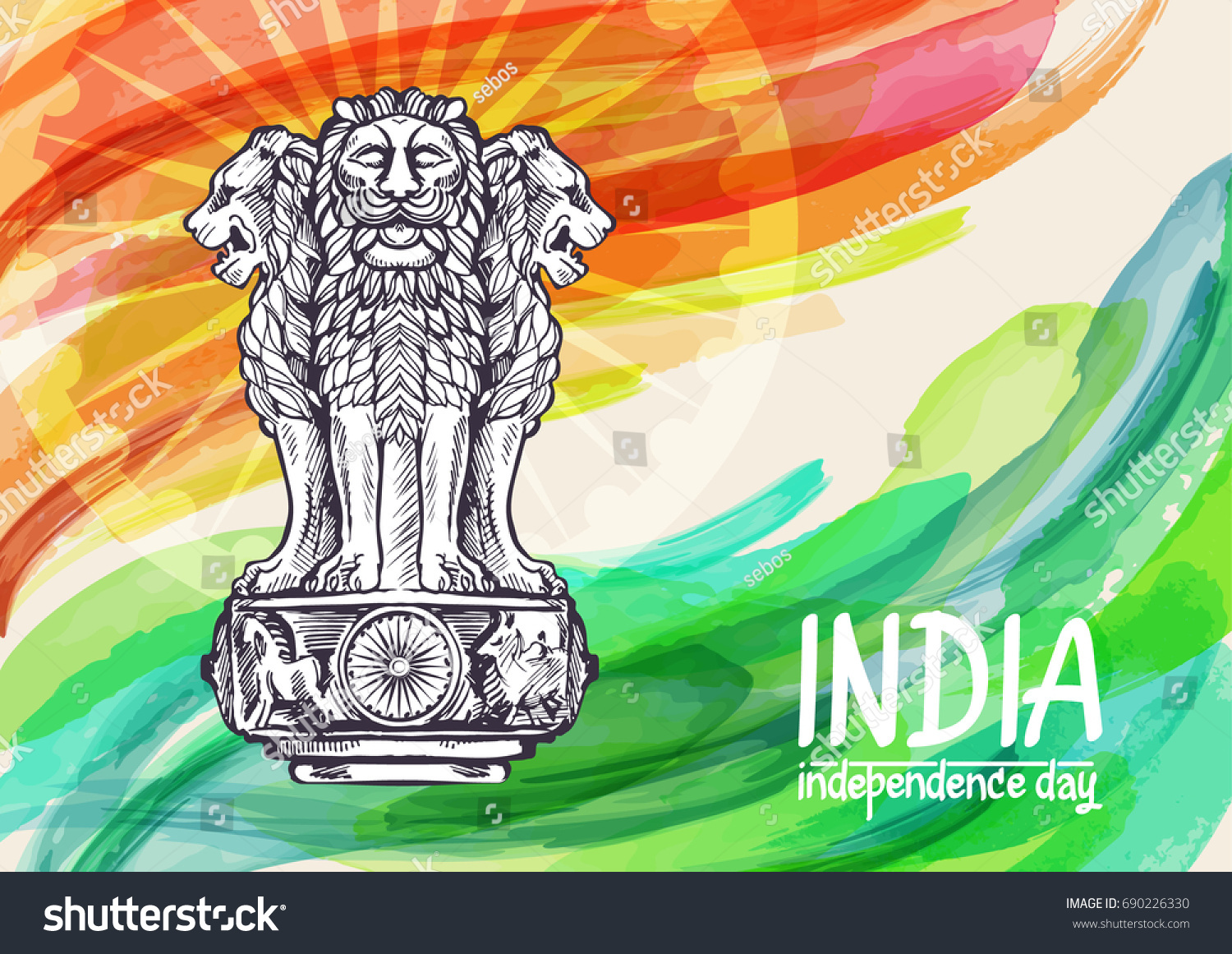 Lion Capital Ashoka Indian Flag Color Stock Vector (Royalty Free ...