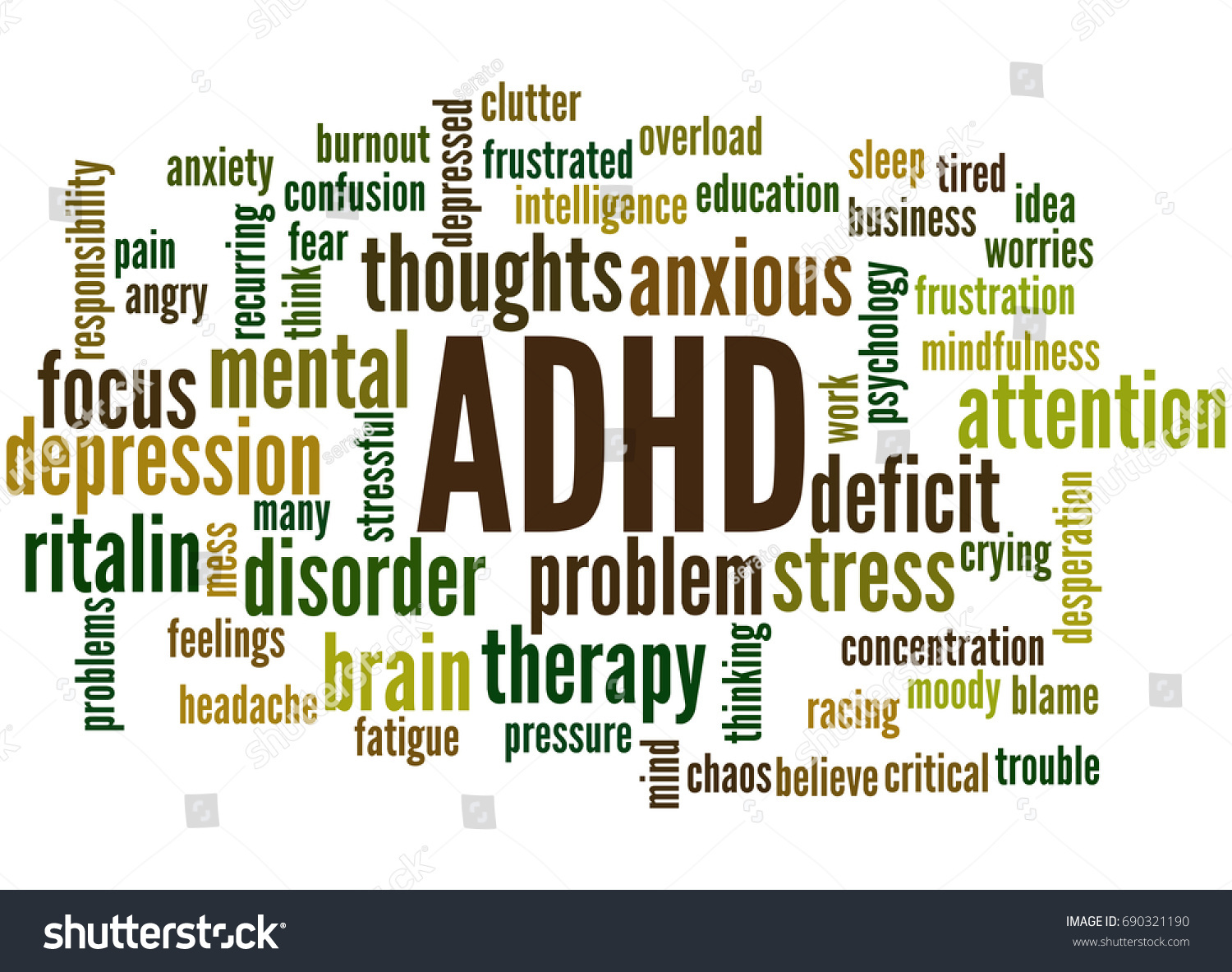 Adhd Attention Deficit Hyperactivity Disorder Word Stock Illustration ...