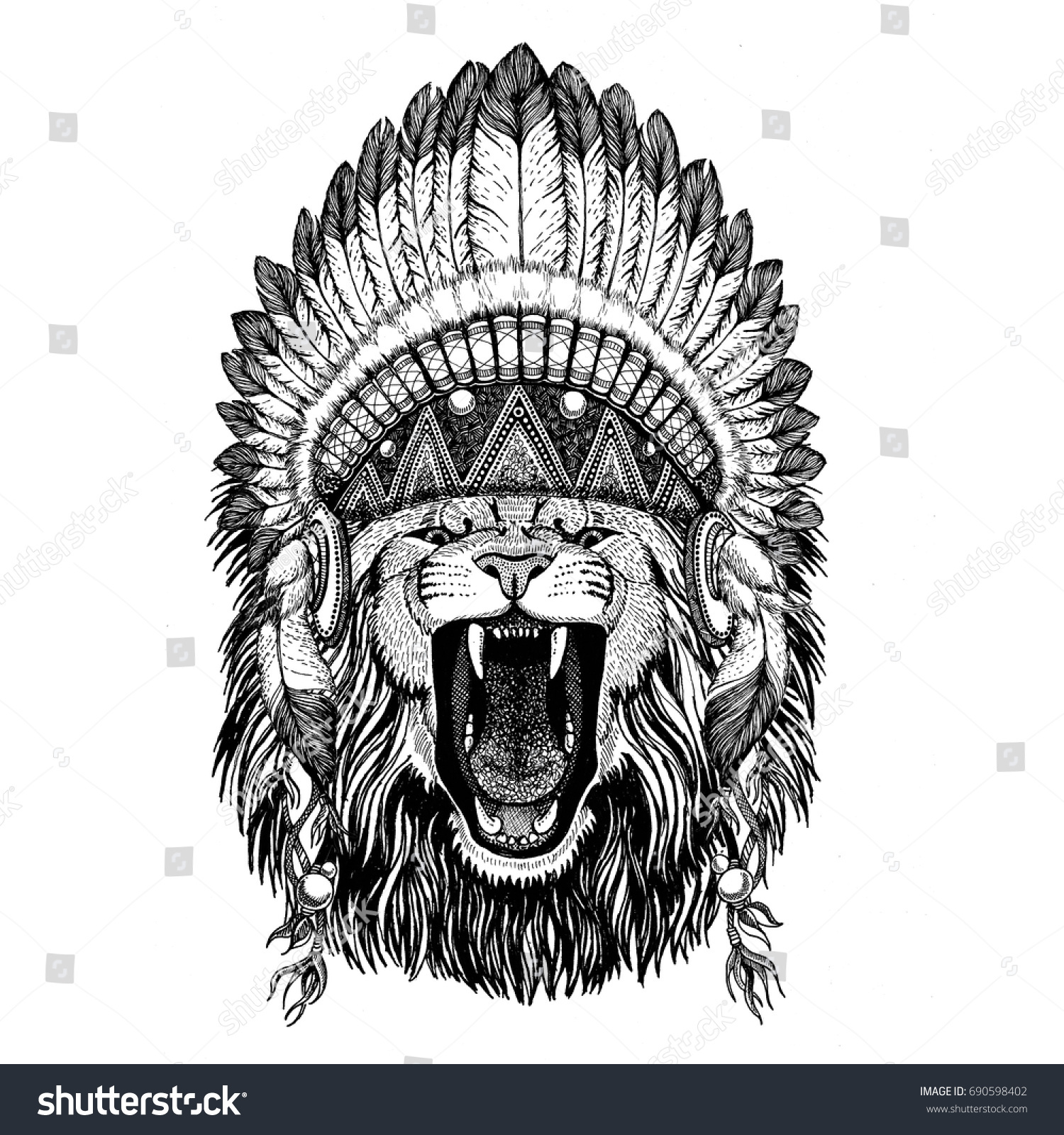 Lion Wearing Wild Animal Wearing Indian Stock Illustration 690598402 ...