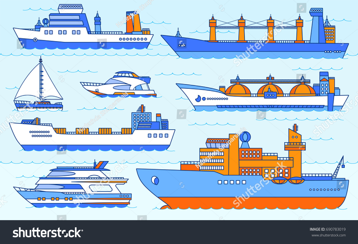 Vector Set Ships Tanker Bulk Carrier Stock Vector (Royalty Free ...