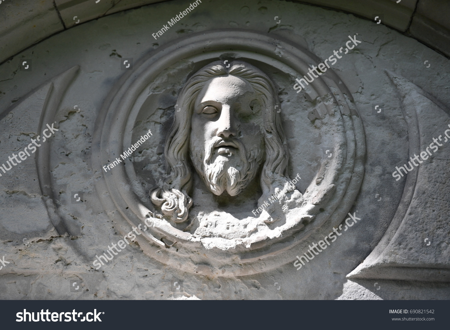 Weathered Sandstone Relief Jesus Christ Stock Photo 690821542 ...