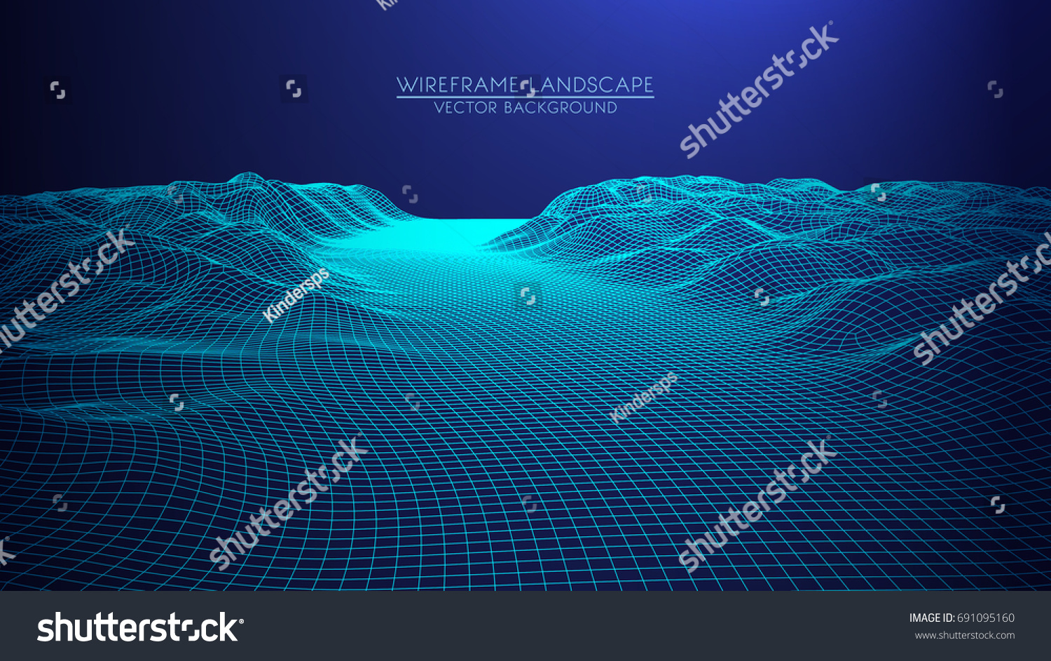 Abstract Digital Landscape Wireframe Landscape Background Stock Vector ...