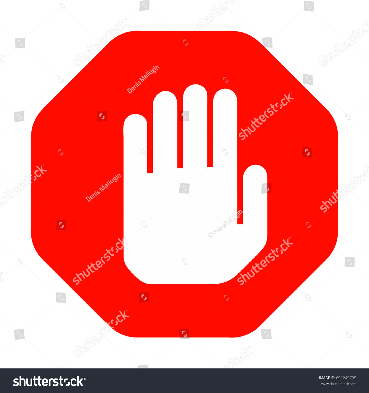 Stop Hand Symbol Red Octagonal Shape Stock Vector (royalty Free 