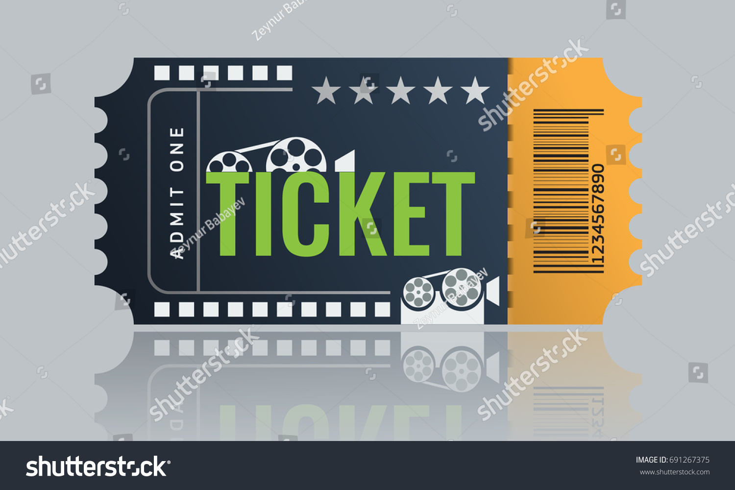 Cinema Ticket Sample Template Design Trendy Stock Vector (Royalty Free ...