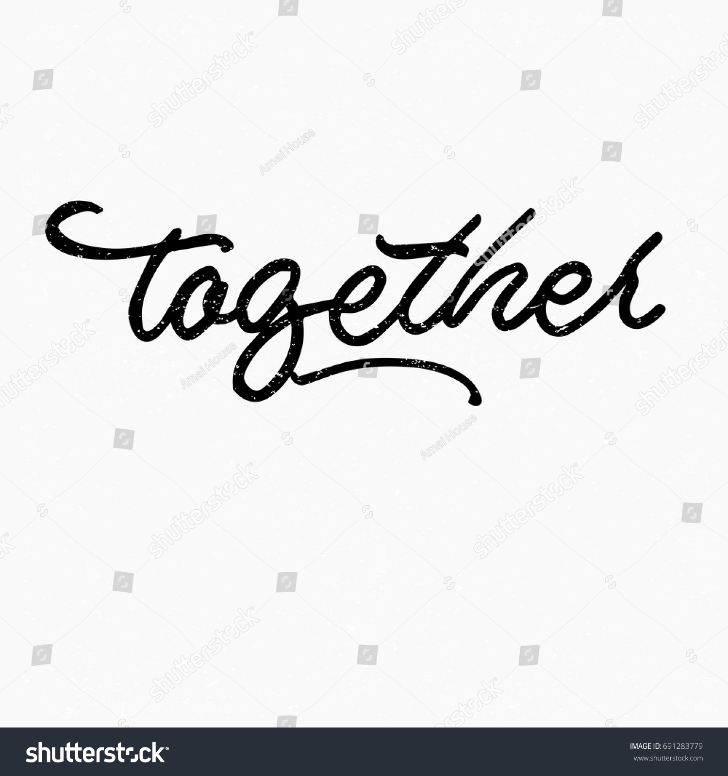 Together Ink Hand Lettering Modern Brush Stock Vector (Royalty Free ...