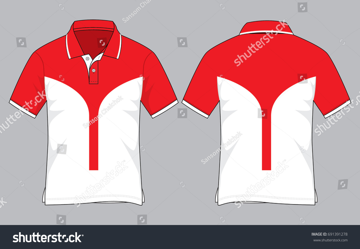 Twotone Polo Shirt Design Vector Redwhite Stock Vector (Royalty Free ...