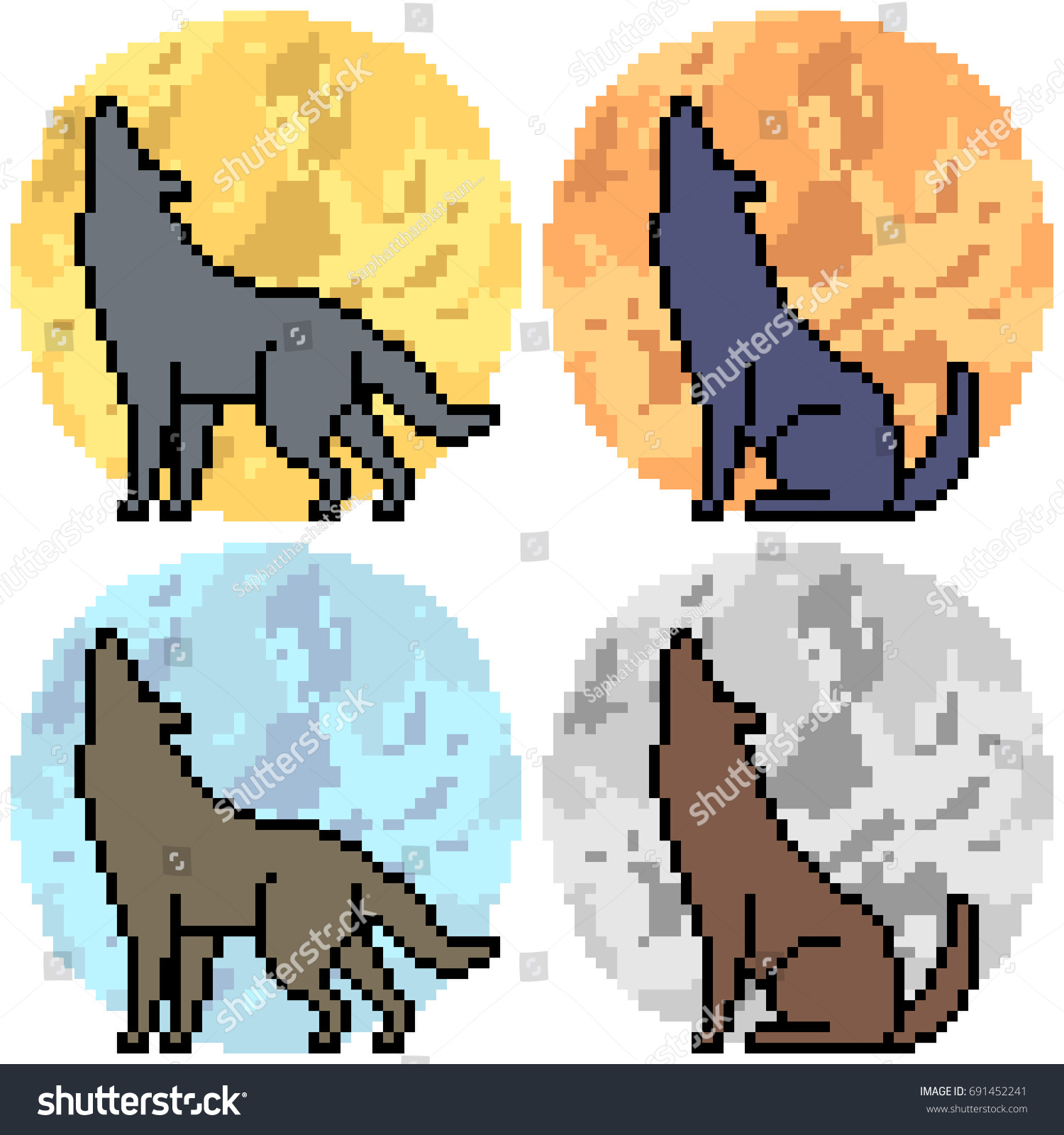 Волк пиксельный персонаж