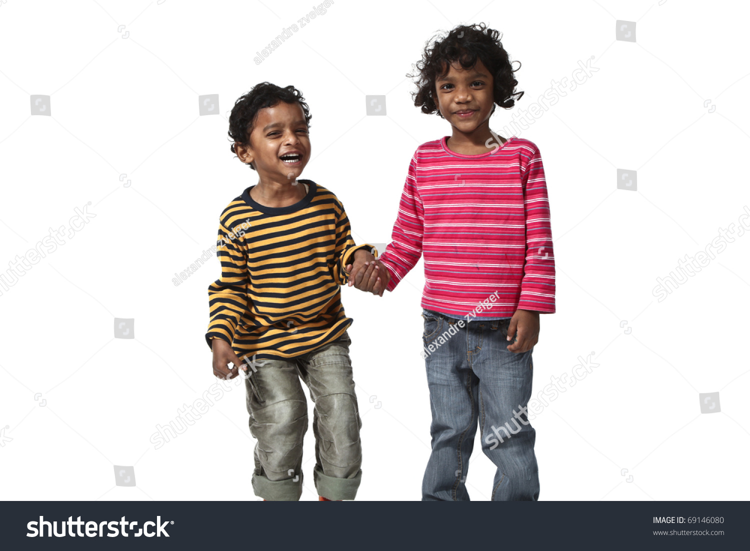 Portrait Indian Children On White Background Stock Photo 69146080 ...