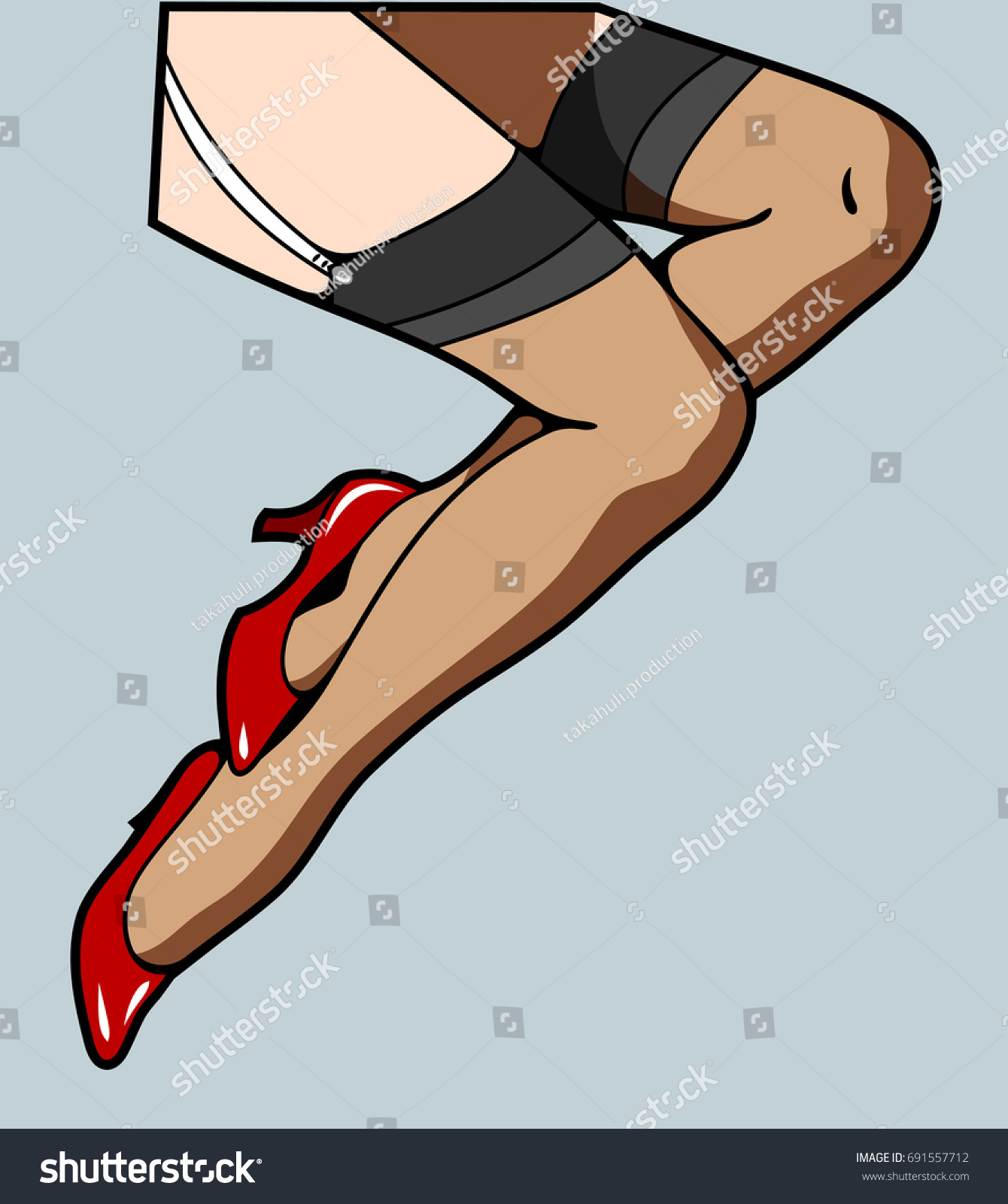 Female Legs Stockings Highheeled Shoes Pin Stock Vector Royalty Free 691557712 Shutterstock 