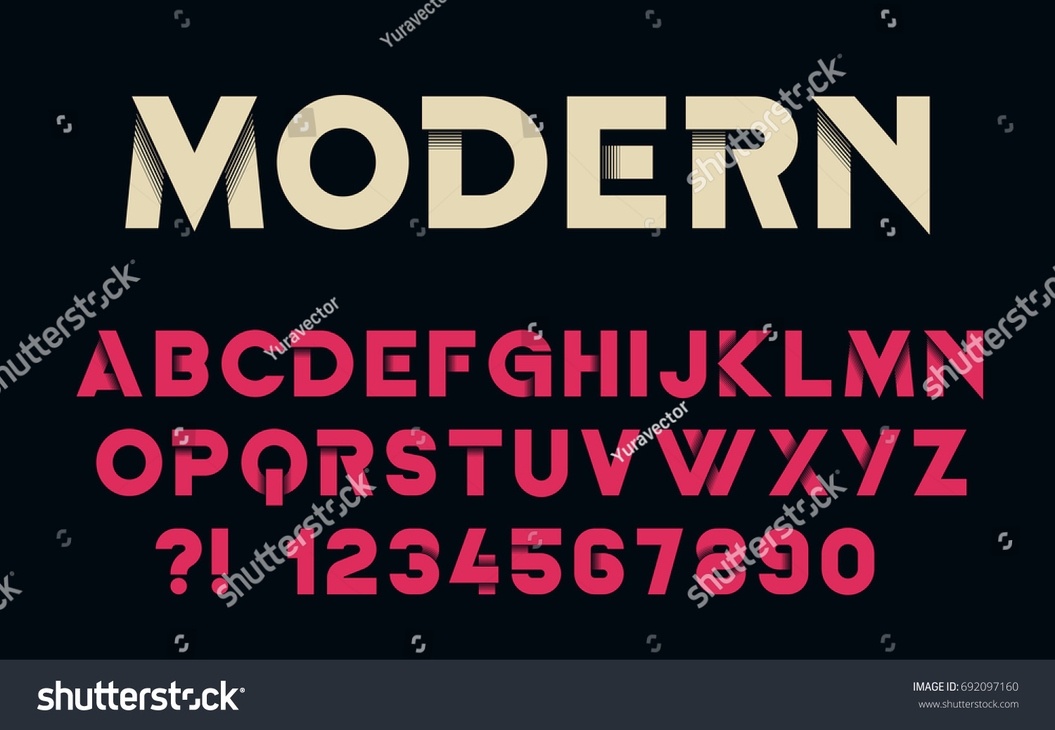 Geometric Font Shadow Modern Design Letters Stock Vector (Royalty Free ...