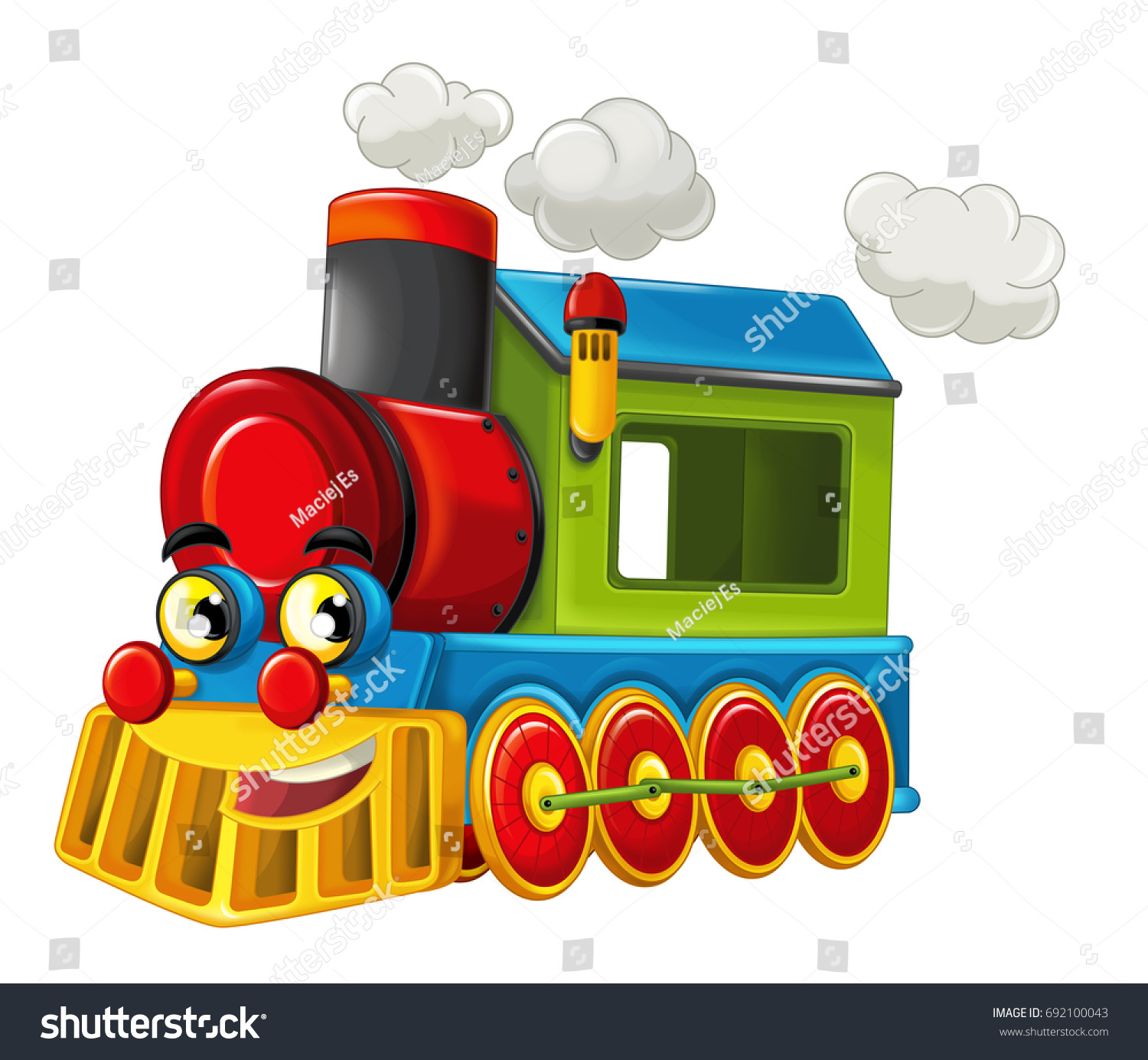 Cartoon Funny Looking Steam Train Isolated Stock Illustration 692100043 ...