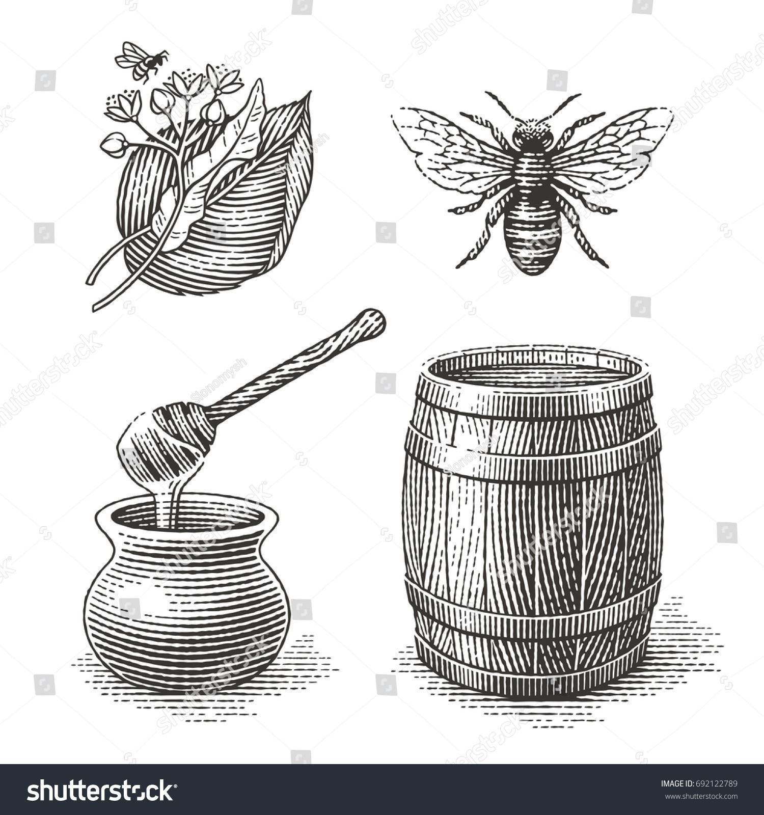 Бочонок мёда рисунок чб