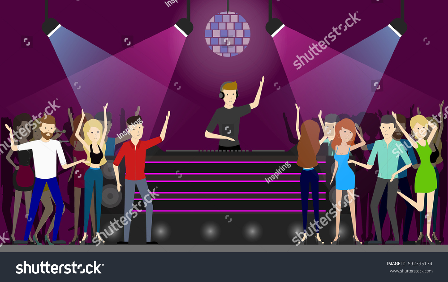 Night Club Dance People Dancing Dance Stock Illustration 692395174 ...