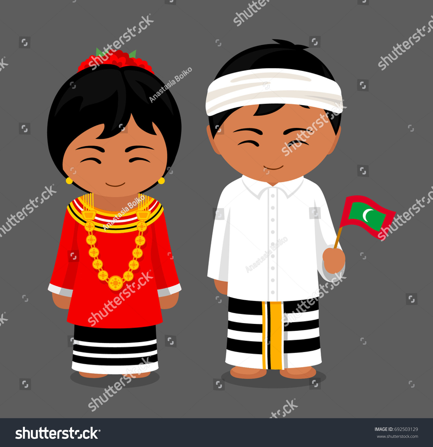 Maldives National Dress Flag Man Woman Stock Vector (Royalty Free ...