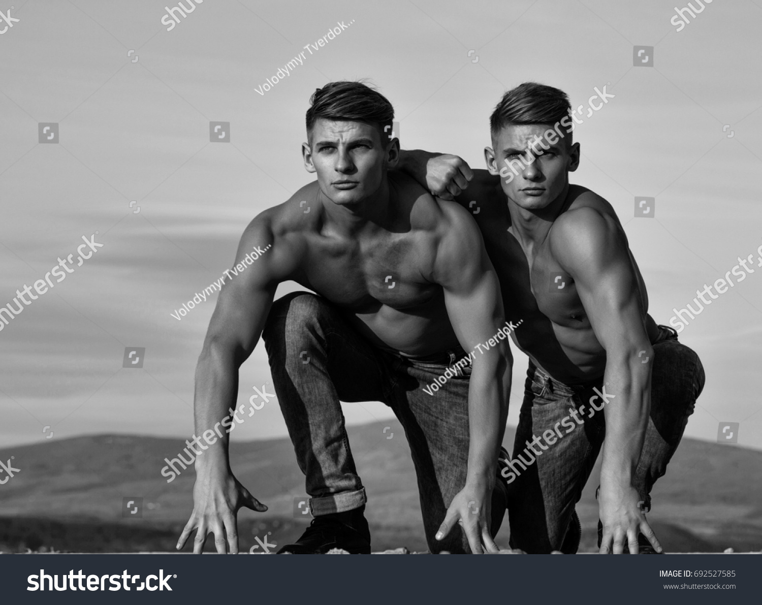 Twin Men Bodybuilders Athletes Show Sexy Stock Photo Shutterstock